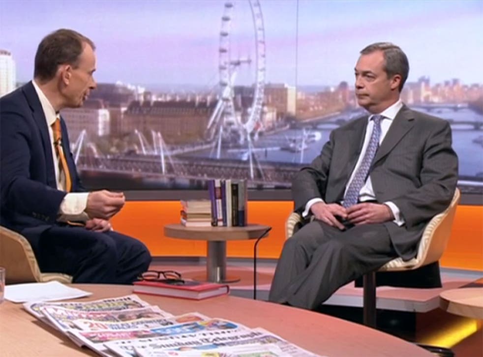 Nigel Farage appears on the BBC's Andrew Marr Show on 25 January 2015 
