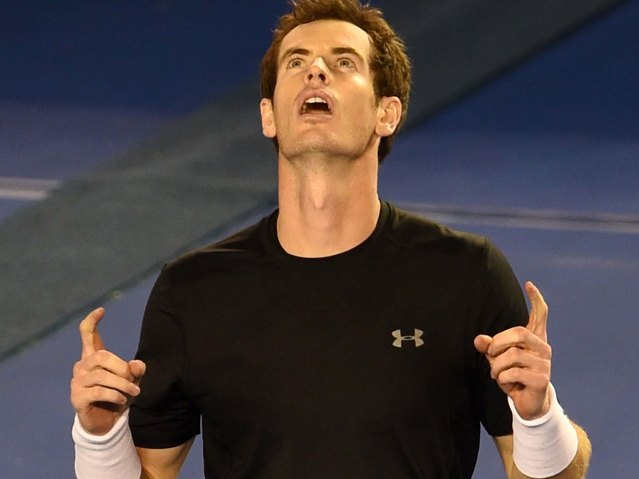 Andy Murray celebrates his win over Grigor Dimitrov