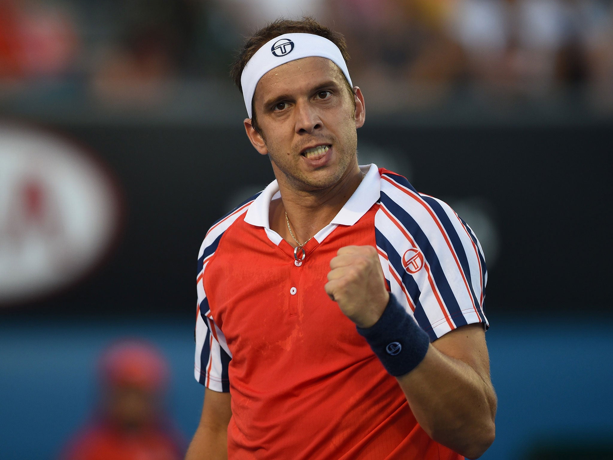 Luxembourg's Gilles Muller in action