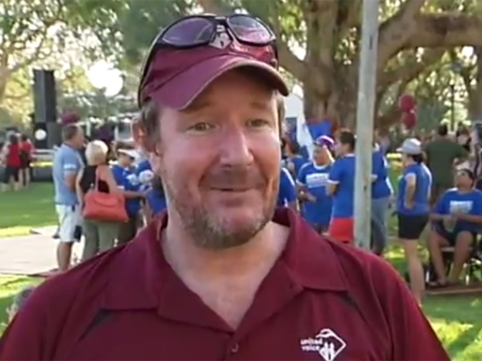 Screengrab from an ABC News report shows Matthew Gardiner speaking at a Labor event