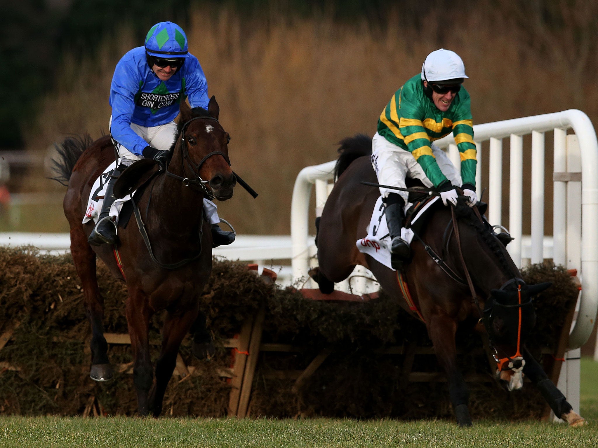 Hurricane Fly clears the last as old rival Jezki blunders in the Irish Champion Hurdle