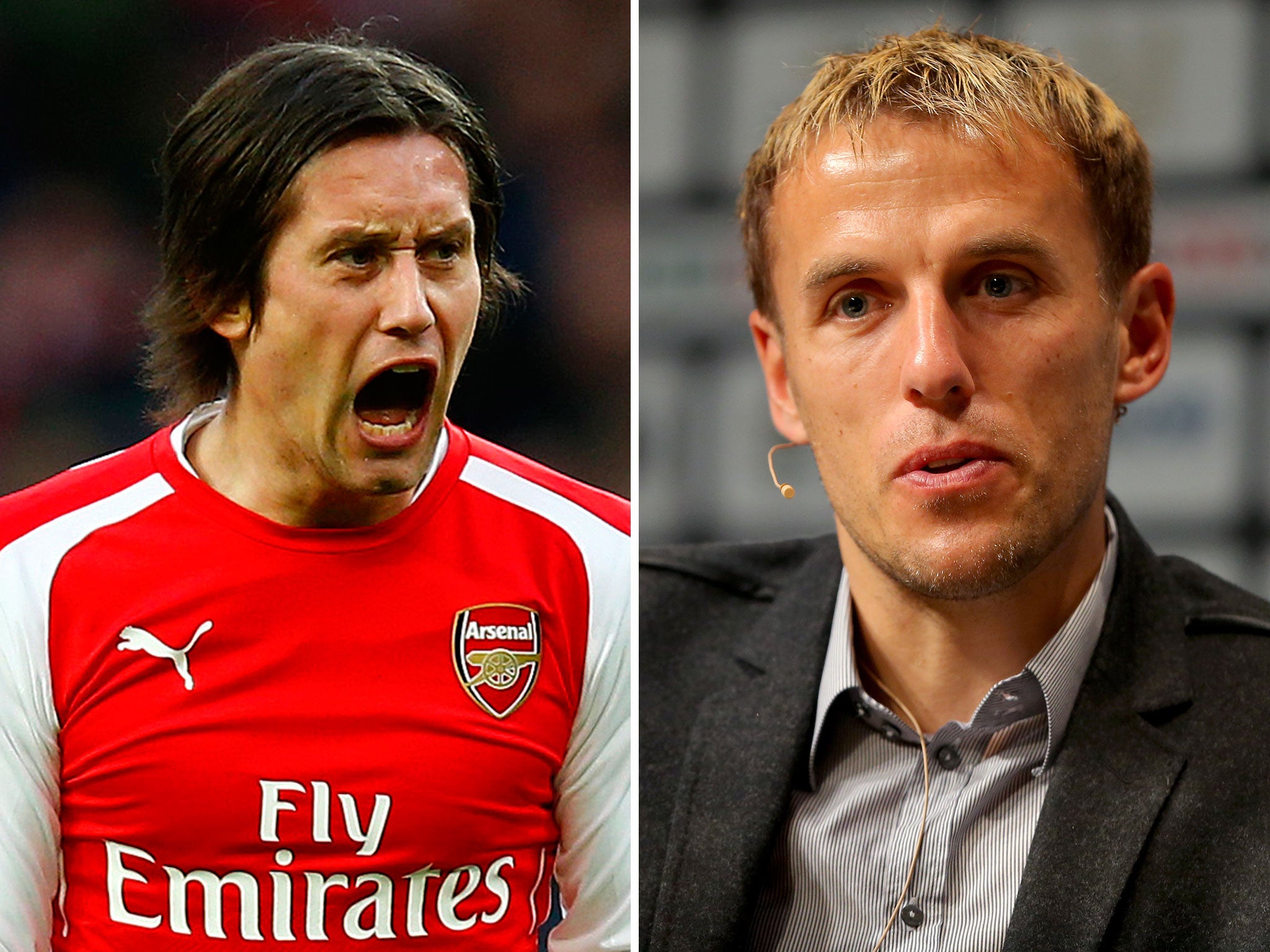 Tomas Rosicky and Phil Neville