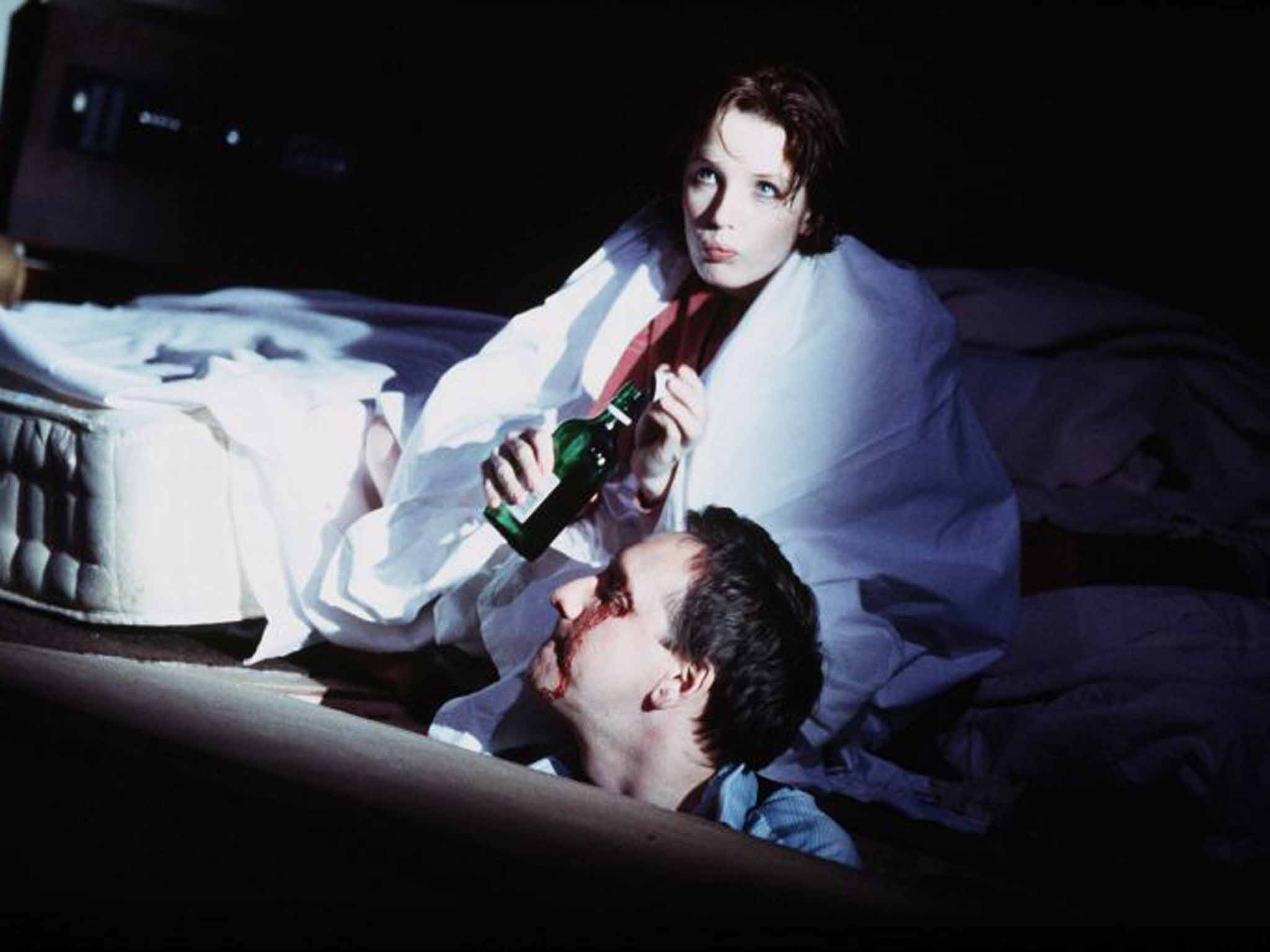 Kelly Reilly and Neil Dudgeon in 'Blasted', directed by James McDonald, in 2001