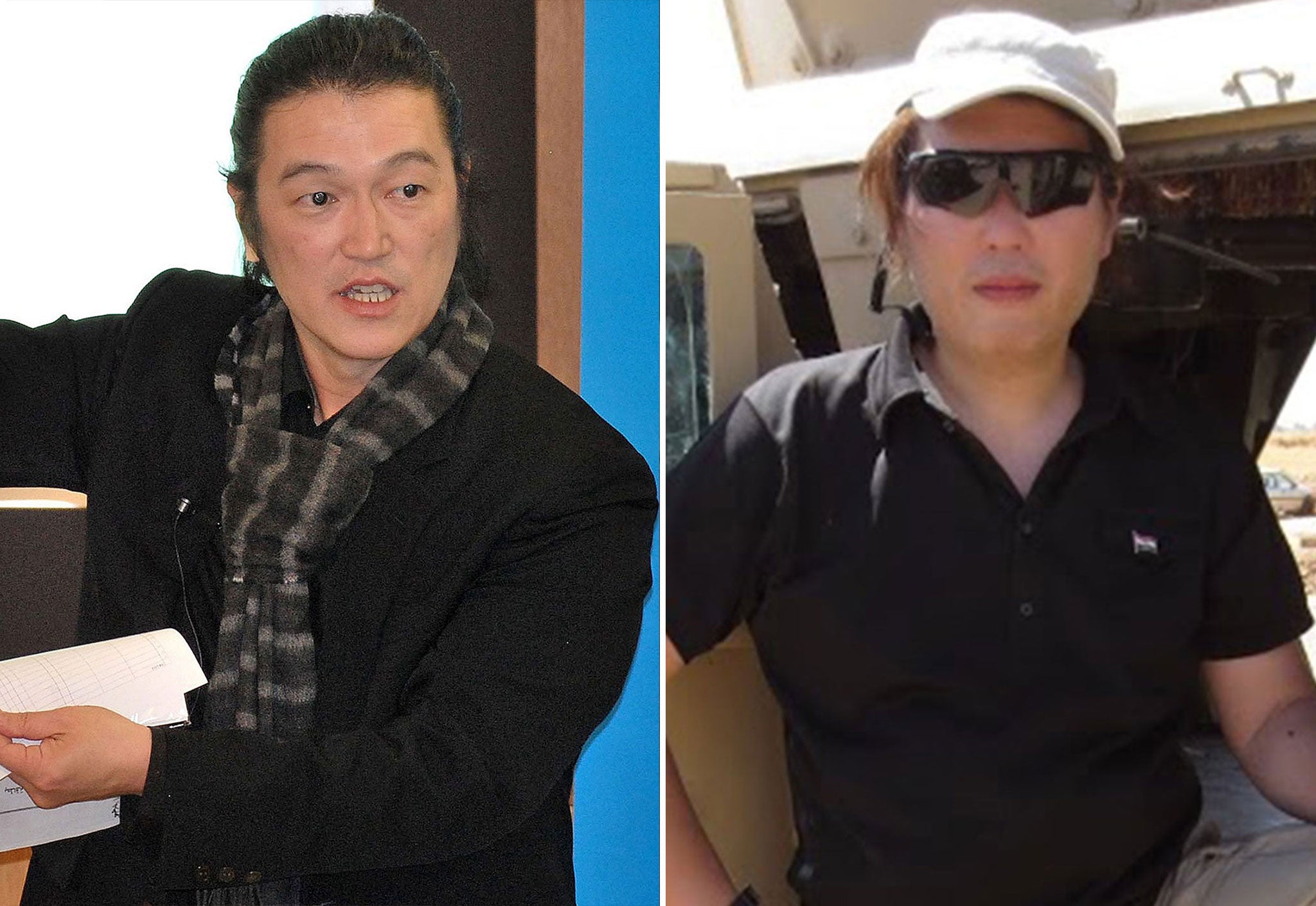 Kenji Goto, left, and Haruna Yukawa