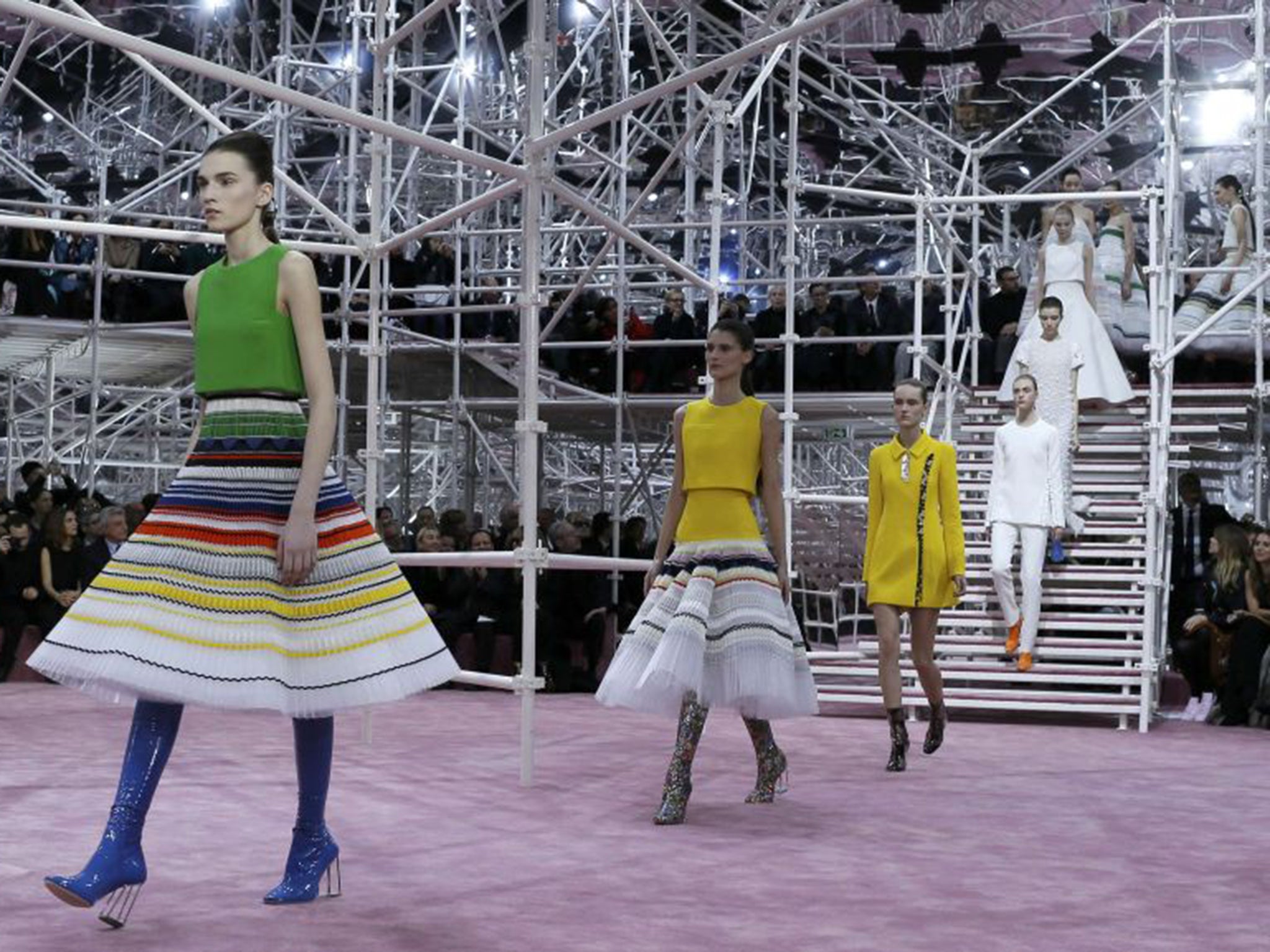 Models parade Raf Simons’s spring 2015 Christian Dior haute couture creations (Reuters)