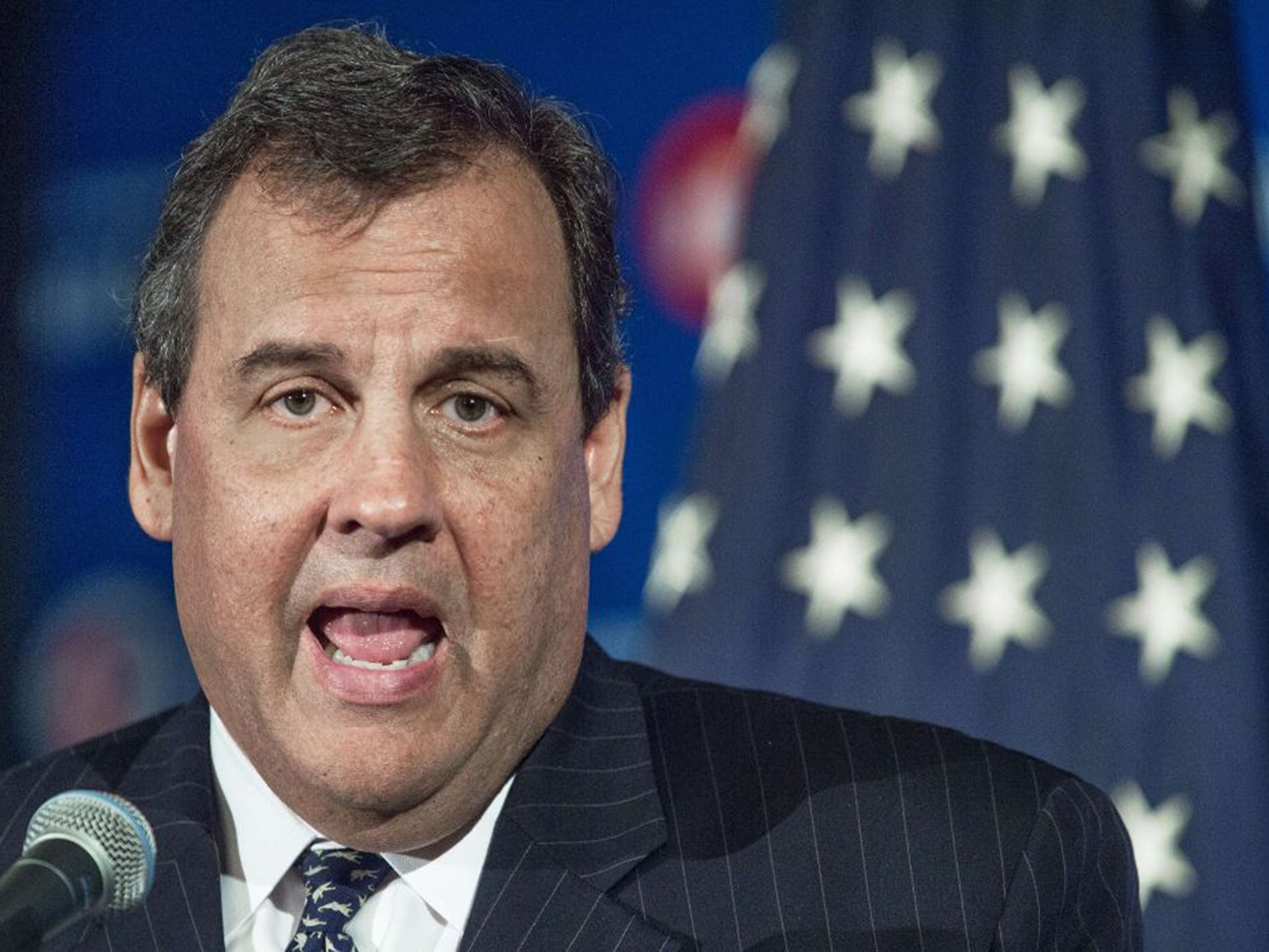 Chris Christie has a reputation for a brusque demeanour when speaking with voters (AFP)