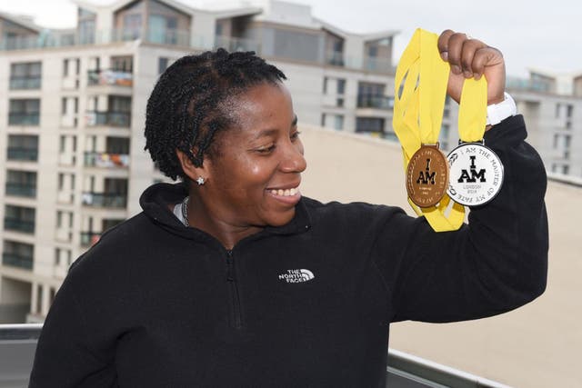 Former servicewoman Maurillia Simpson with the medals she won at last year’s Invictus Games (Jeremy Selwyn/Evening Standard)