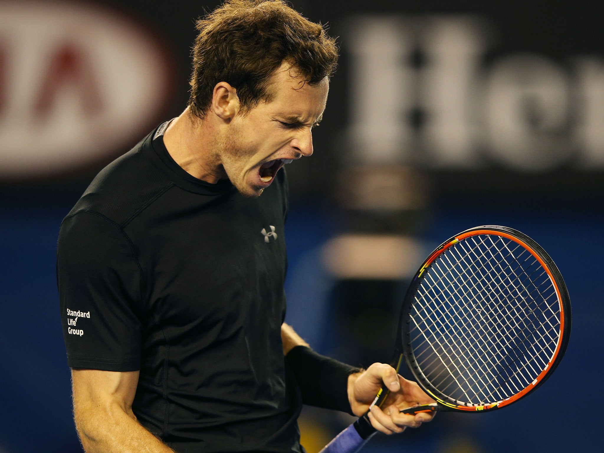 Andy Murray celebrates a point against Nick Kyrgios
