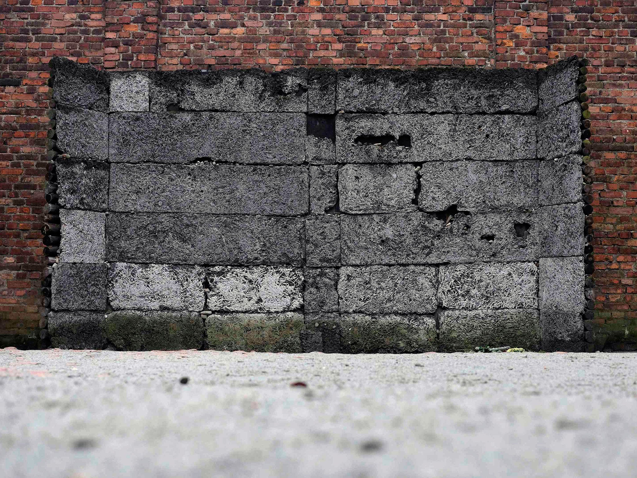 The 'wall of death' at the former German Nazi concentration and extermination camp Auschwitz in Oswiecim