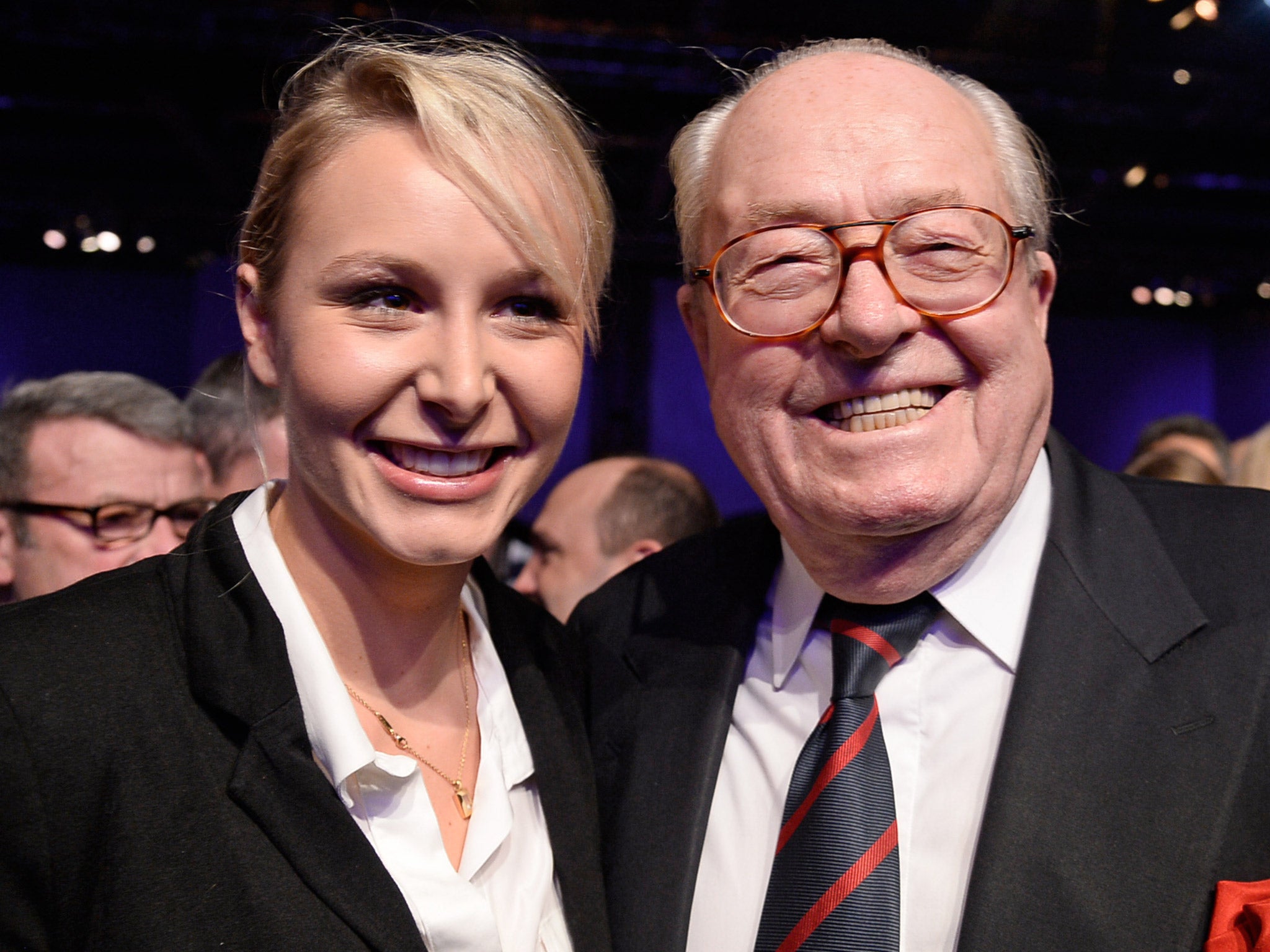 Marion Maréchal-Le Pen and her grandfather, Jean-Marie Le Pen, pictured in 2013 (Getty)