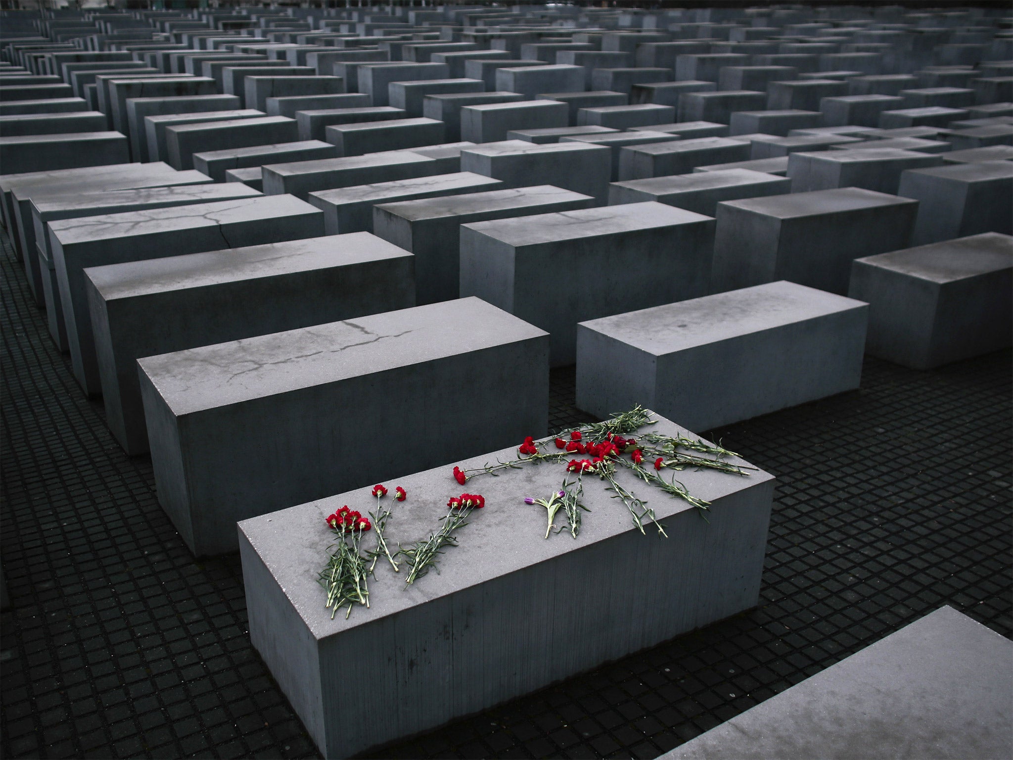 Floral tributes at the Holocaust Memorial in Berlin