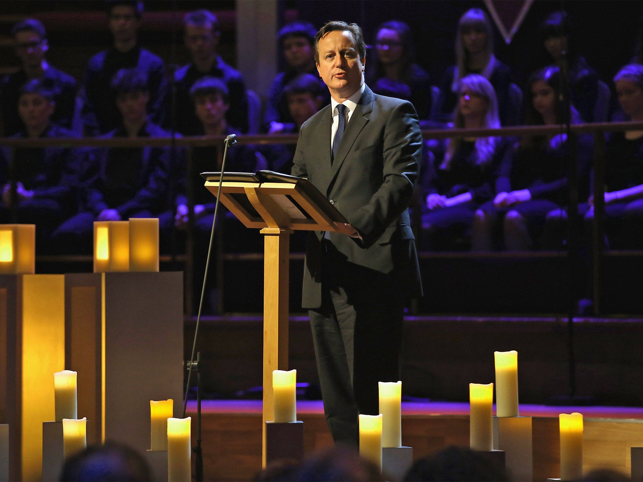 David Cameron at the service in Westminster (Getty)