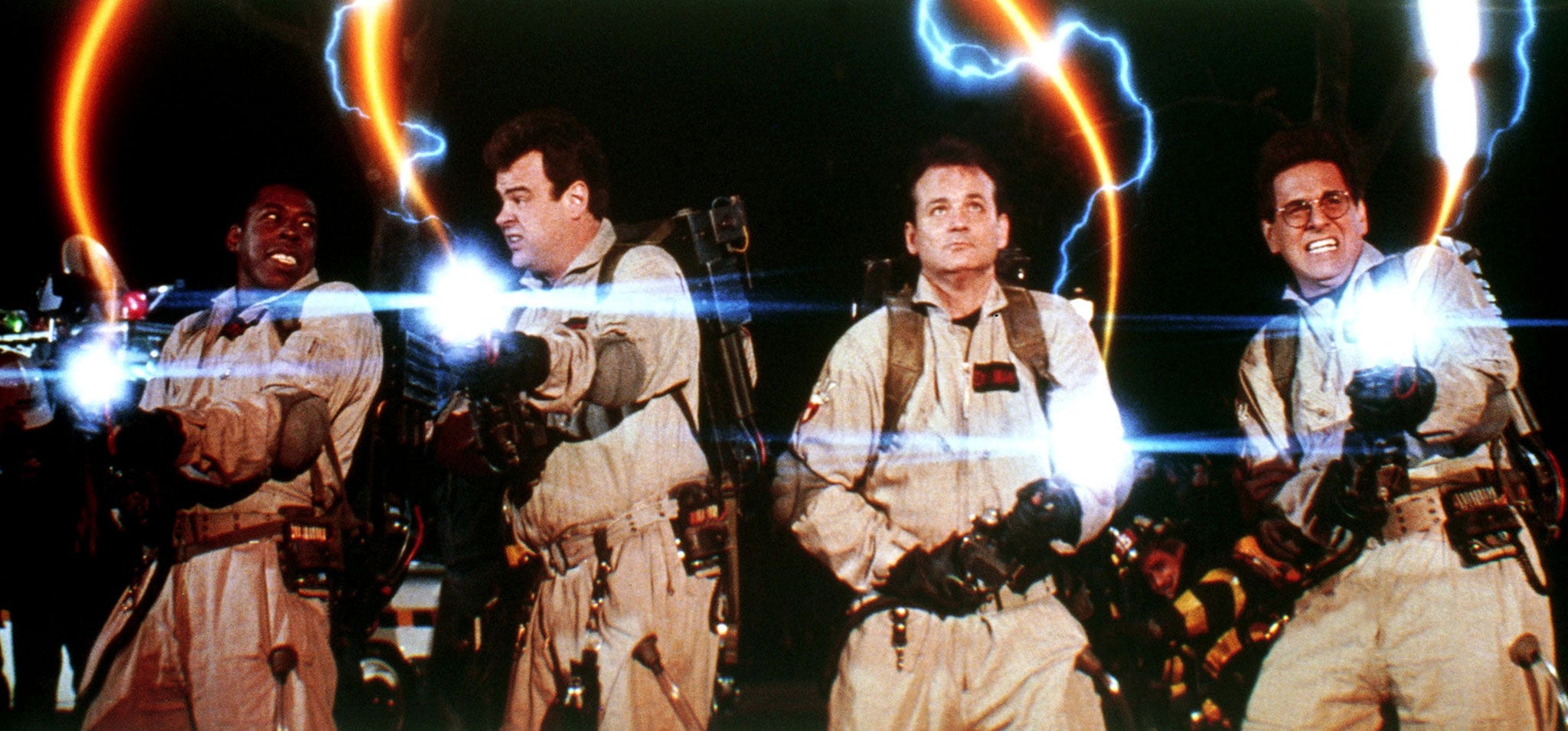 Ernie Hudson, Dan Aykroyd, Bill Murray and Harold Ramis in 1984's Ghostbusters