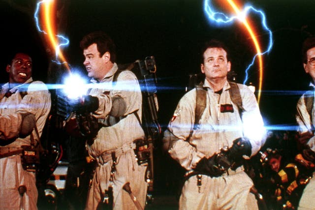 Ernie Hudson, Dan Aykroyd, Bill Murray and Harold Ramis in 1984's Ghostbusters