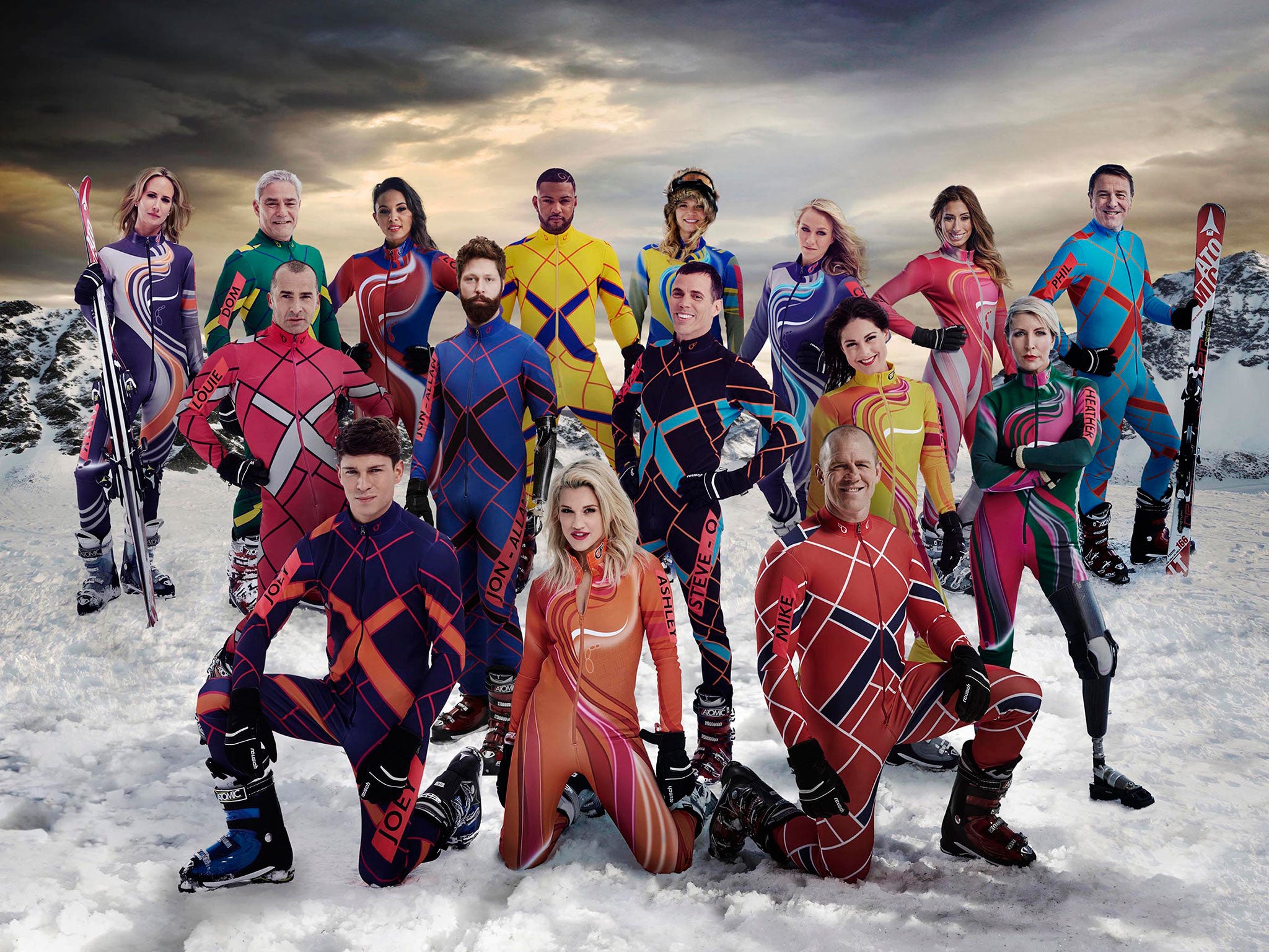 The sixteen celebrities taking part in The Jump 2015