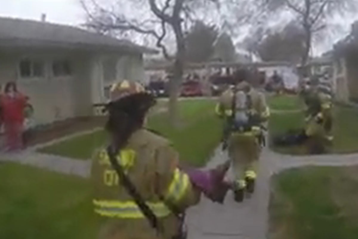 Helmet cam footage captures terrifying rescue from burning California ...