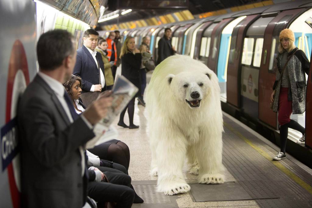 To launch its new series Fortitude , Sky sent an animatronic polar bear across London