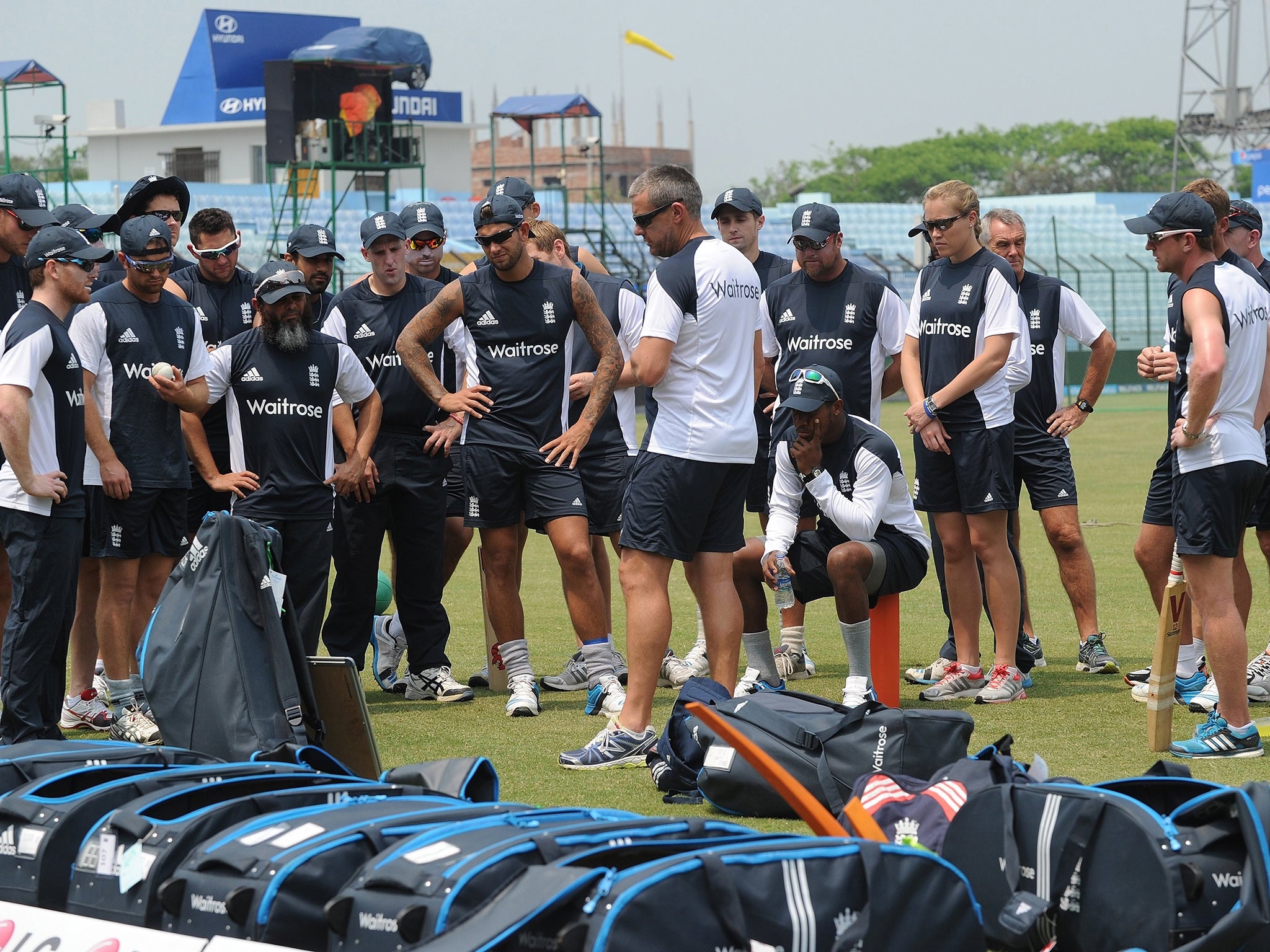 Giles and his players at training