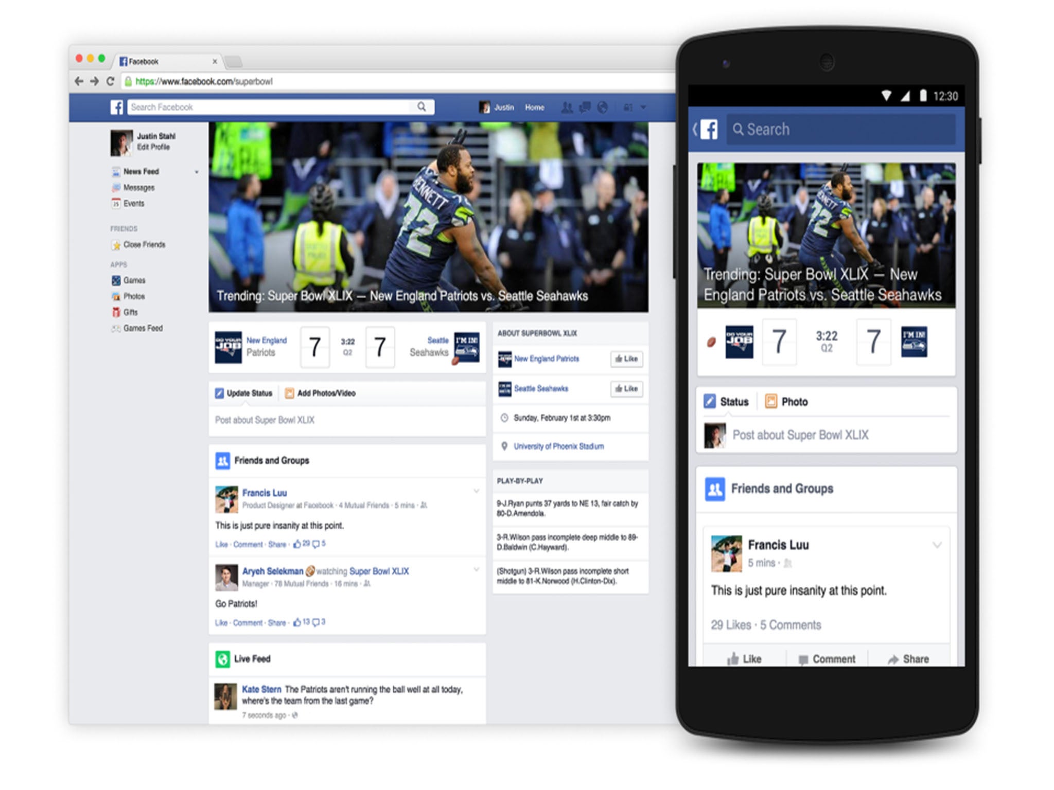 Facebook wants to take the Super Bowl online. Facebook.