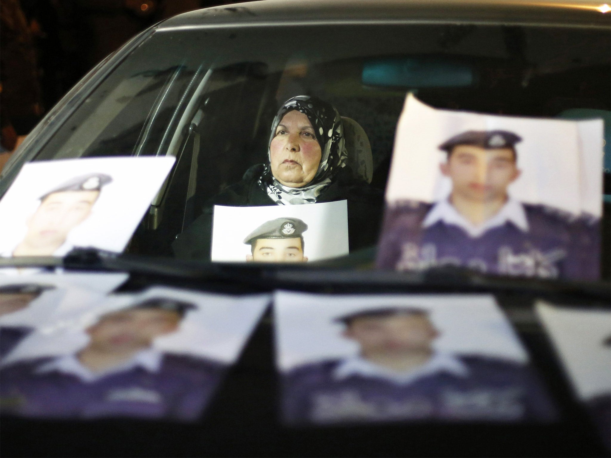 The mother of Jordanian pilot Muath al-Kasaesbeh at a demonstration in Amman, when the Jordanian government was urged to negotiate with Isis for the release of her son
