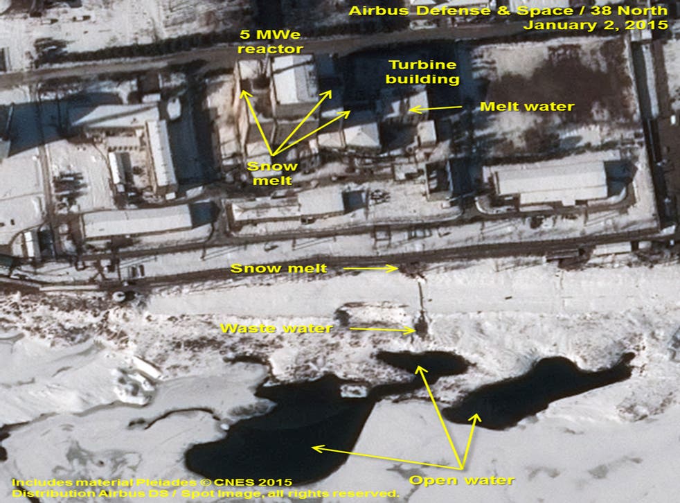An annotated satellite photo indicating signs of new activity at the 5 MWe Plutonium Production Reactor at North Koreaís Nyongbyon Nuclear Scientific Research Center