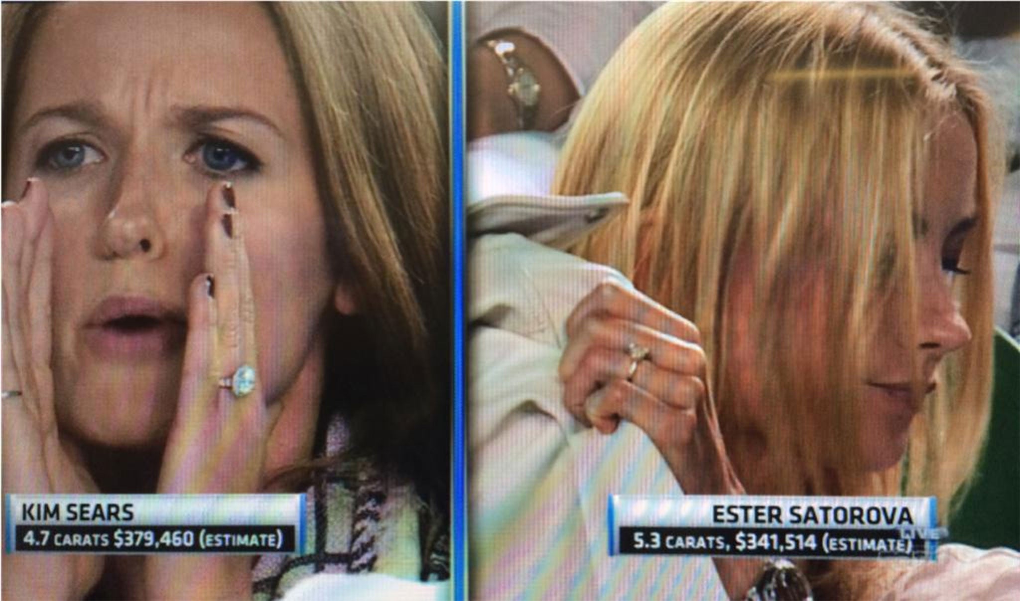 ESPN footage showed a split-screen Murray’s partner Kim Sears and Berdych’s partner Ester Satorova 'sporting' their jewellery