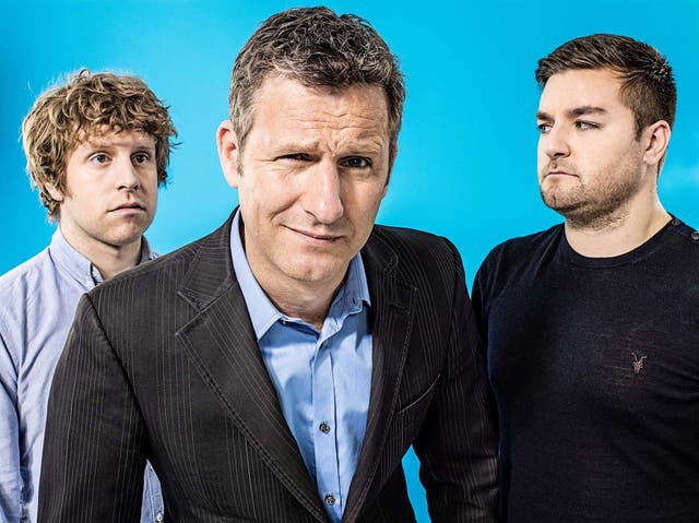 <p>Josh Widdicombe, Adam Hills and Alex Brooker</p>