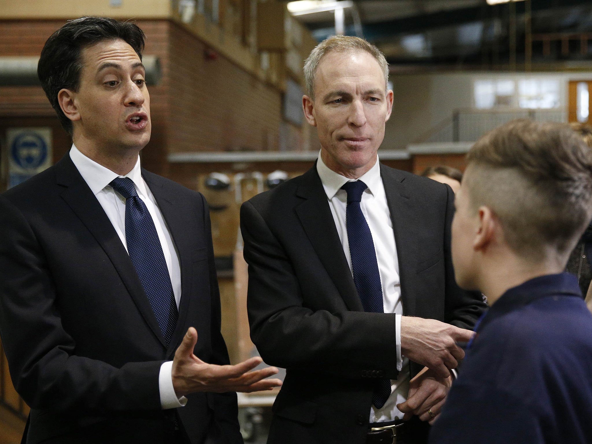 Ed Miliband and Jim Murphy, the Scottish Labour leader, visit Queenslie Training
Centre in Glasgow yesterday
