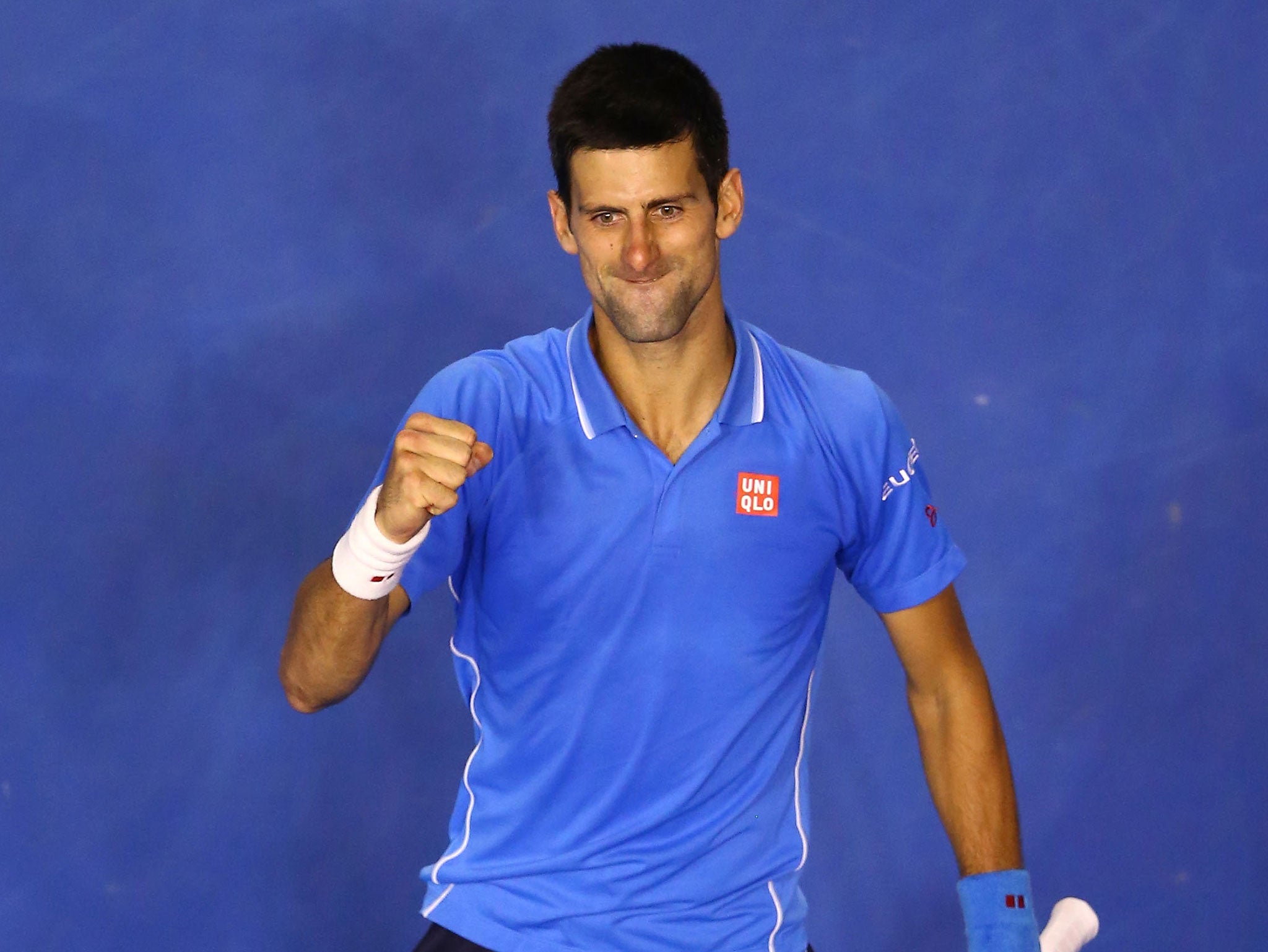Novak Djokovic celebrates his win over Stan Wawrinka