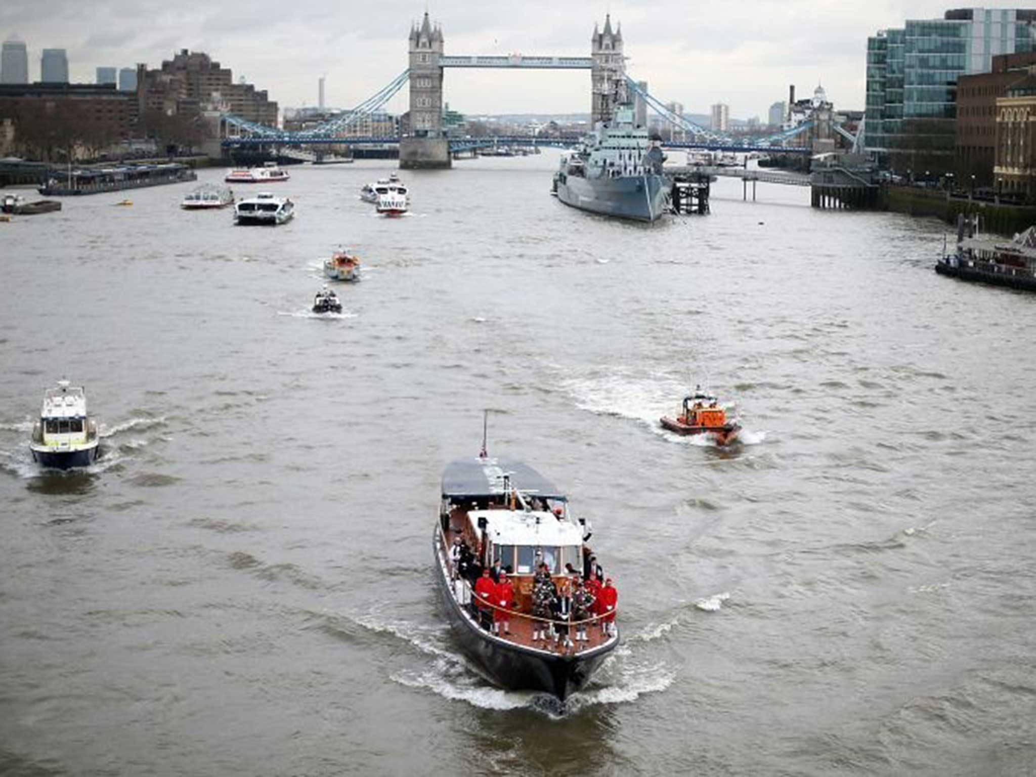 The Havengore travels up the Thames