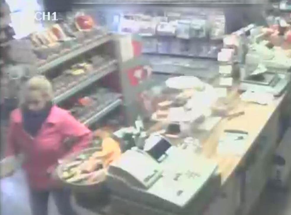 Samantha Henderson, 25, in The Sweet Shop in The Square in Corfe Castle at 11.41am on the day she vanished.
