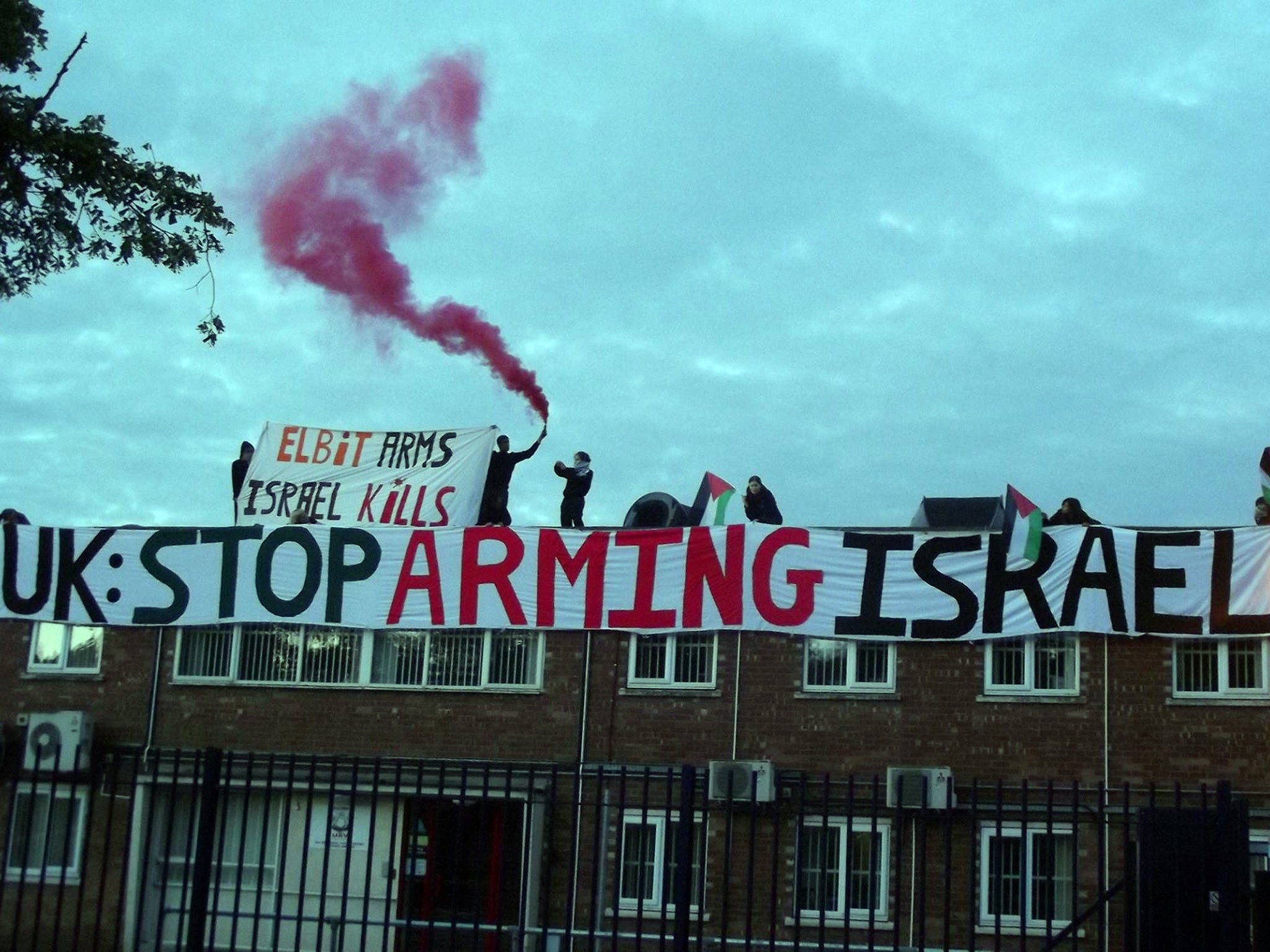 London Palestine Action protesters at UAV Engines in Lichfield, Staffordshire, last August