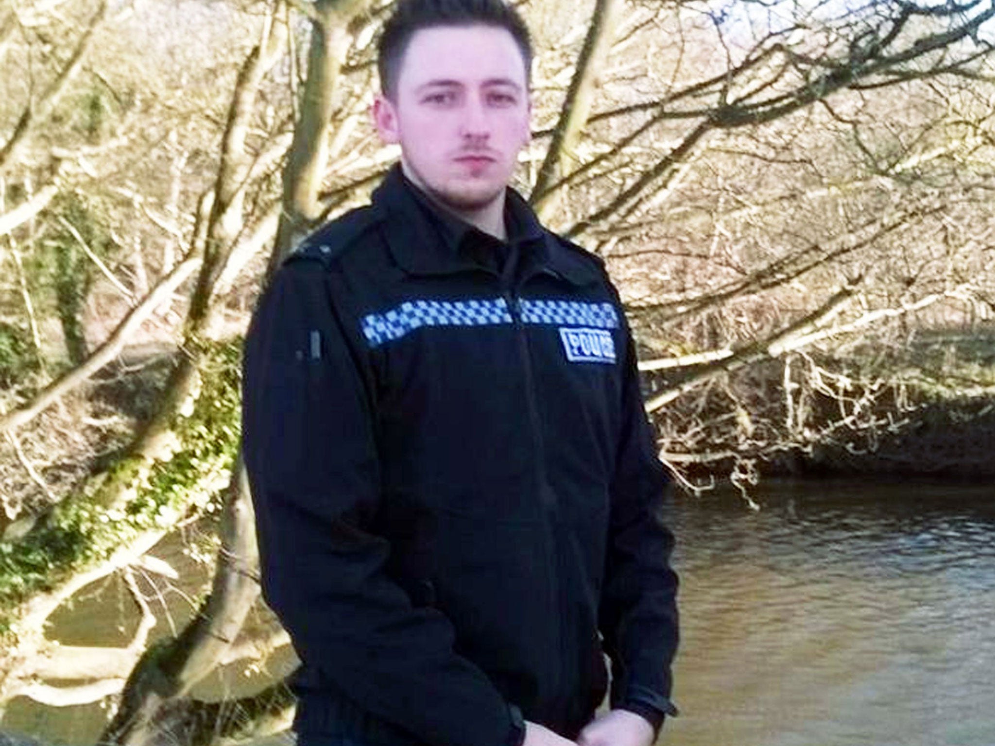 Pc Simon Cutter who took part in a human chain to rescue a man from the River Wear