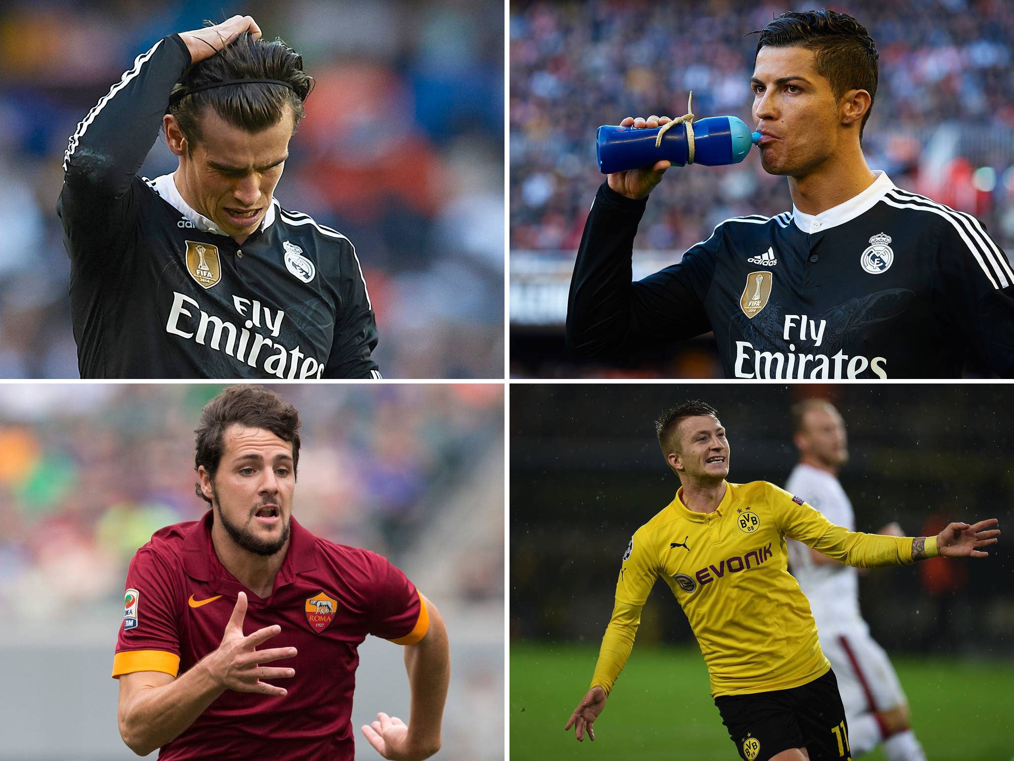 Gareth Bale, Cristiano Ronaldo, Mattia Destro and Marco Reus