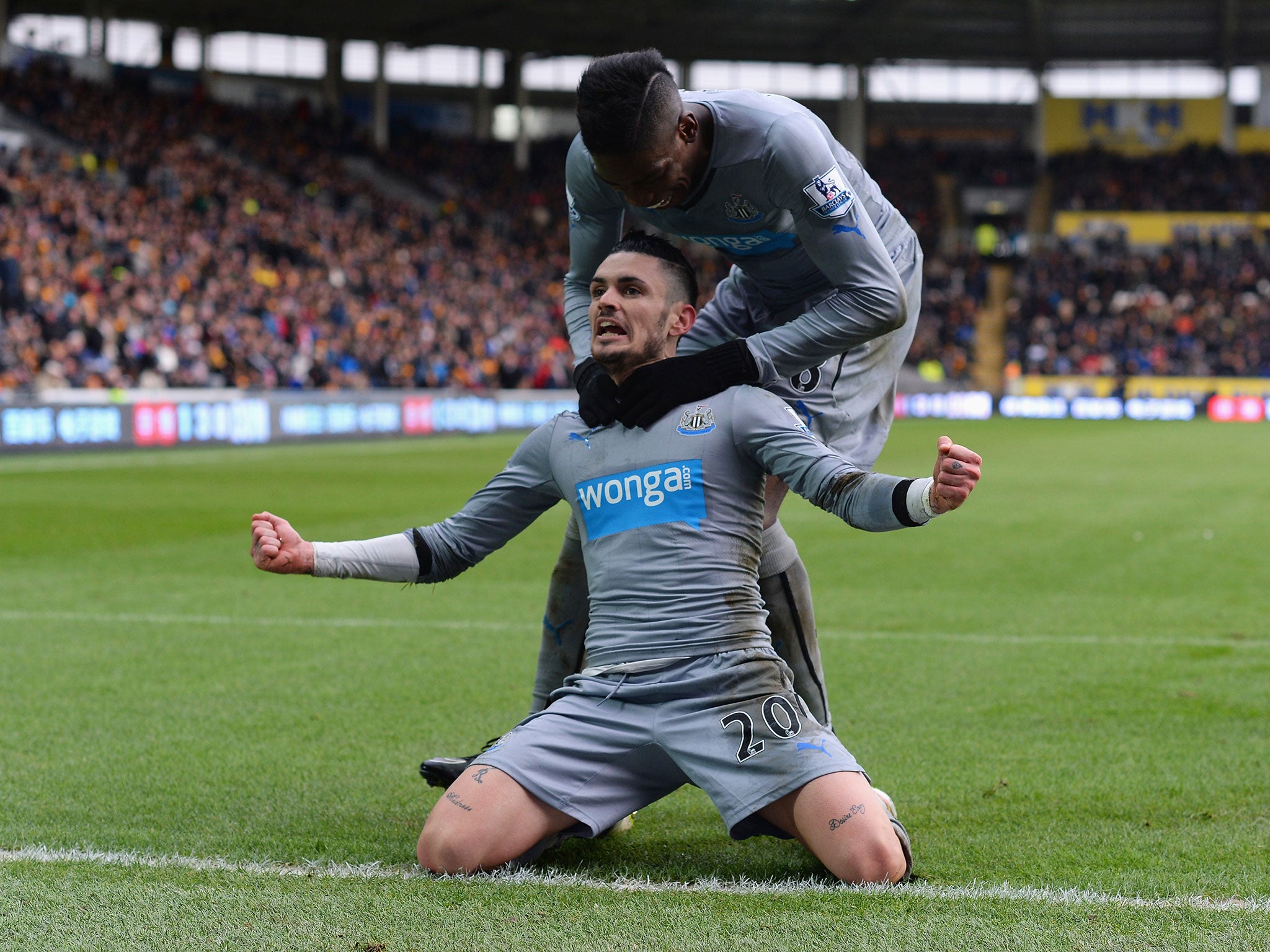 Remy Cabella celebrates his goal against Hull