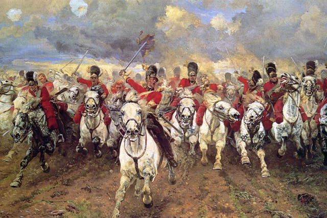 Lady Butler’s painting Scotland Forever! – the Greys actually advanced at the trot because of the broken ground (Alamy)