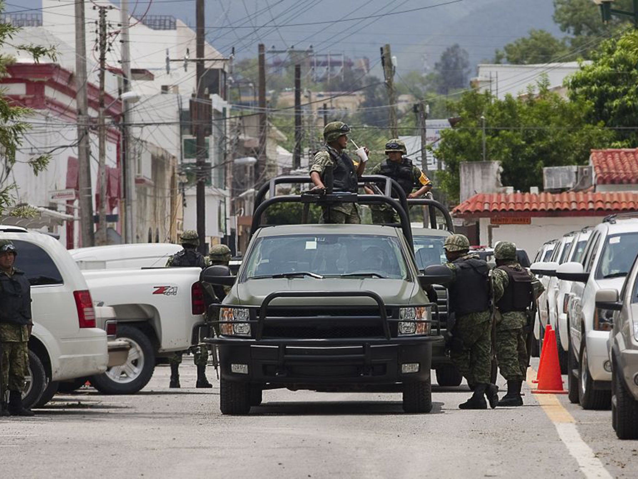 Mexican soldiers on patrol in the cartel stronghold of Ciudad Victoria (AFP/Getty)