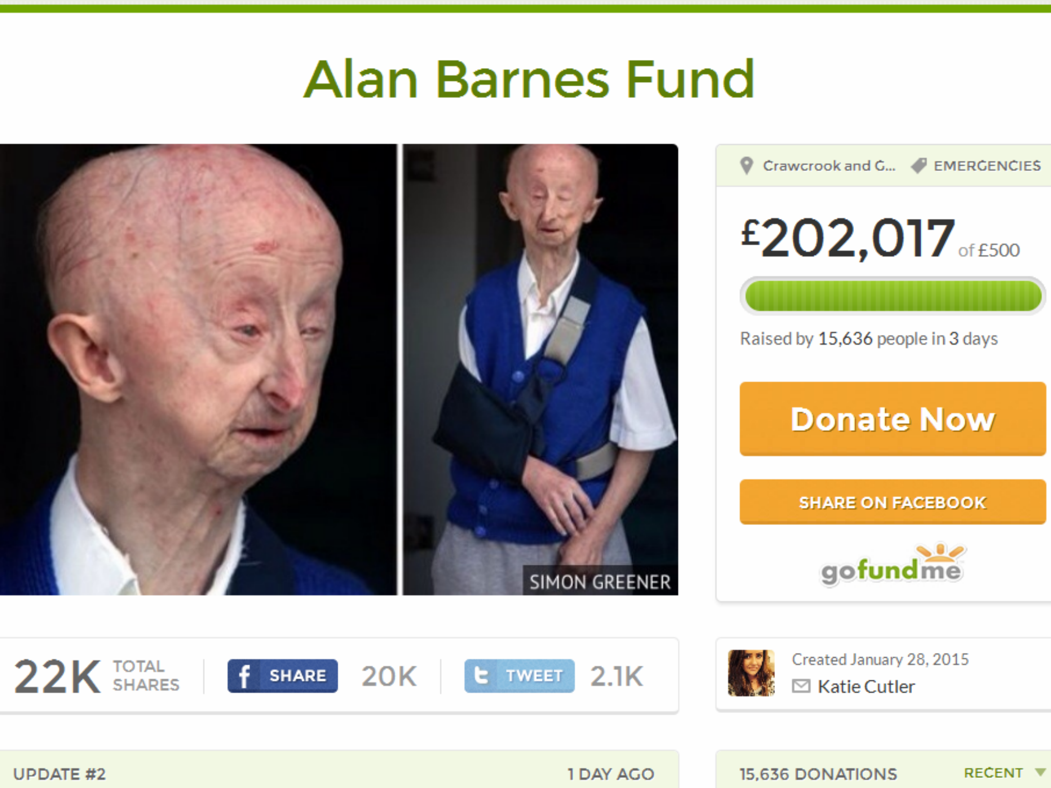 The Alan Barnes GoFundMe page has raised over £200,000
