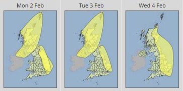 Severe weather warnings issued by the Met Office