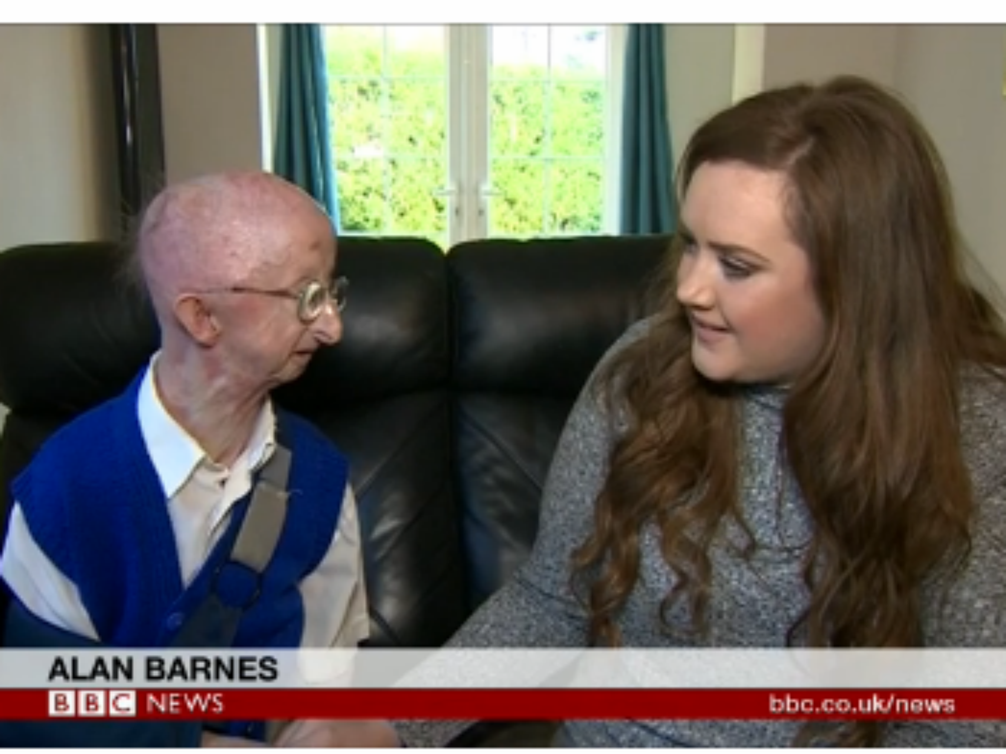 Mugged pensioner Alan Barnes met fund raiser Katie Cutler for the first time today