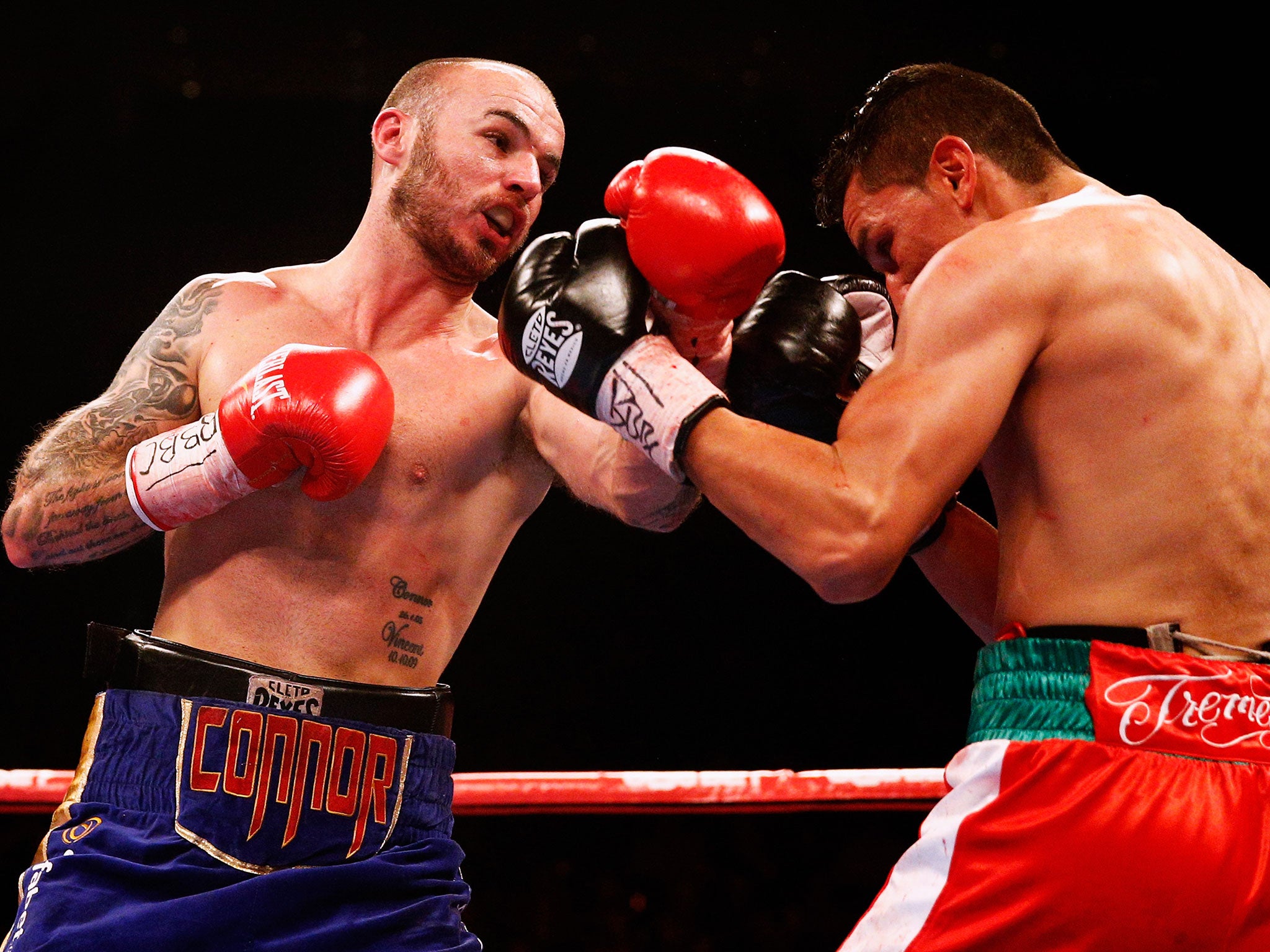 Kevin Mitchell (right) has earned third world title shot after his stoppage of Daniel Estrada