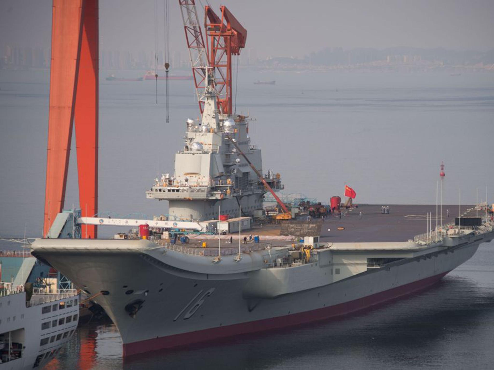 China’s ‘Liaoning’ aircraft carrier at the port of Dalian