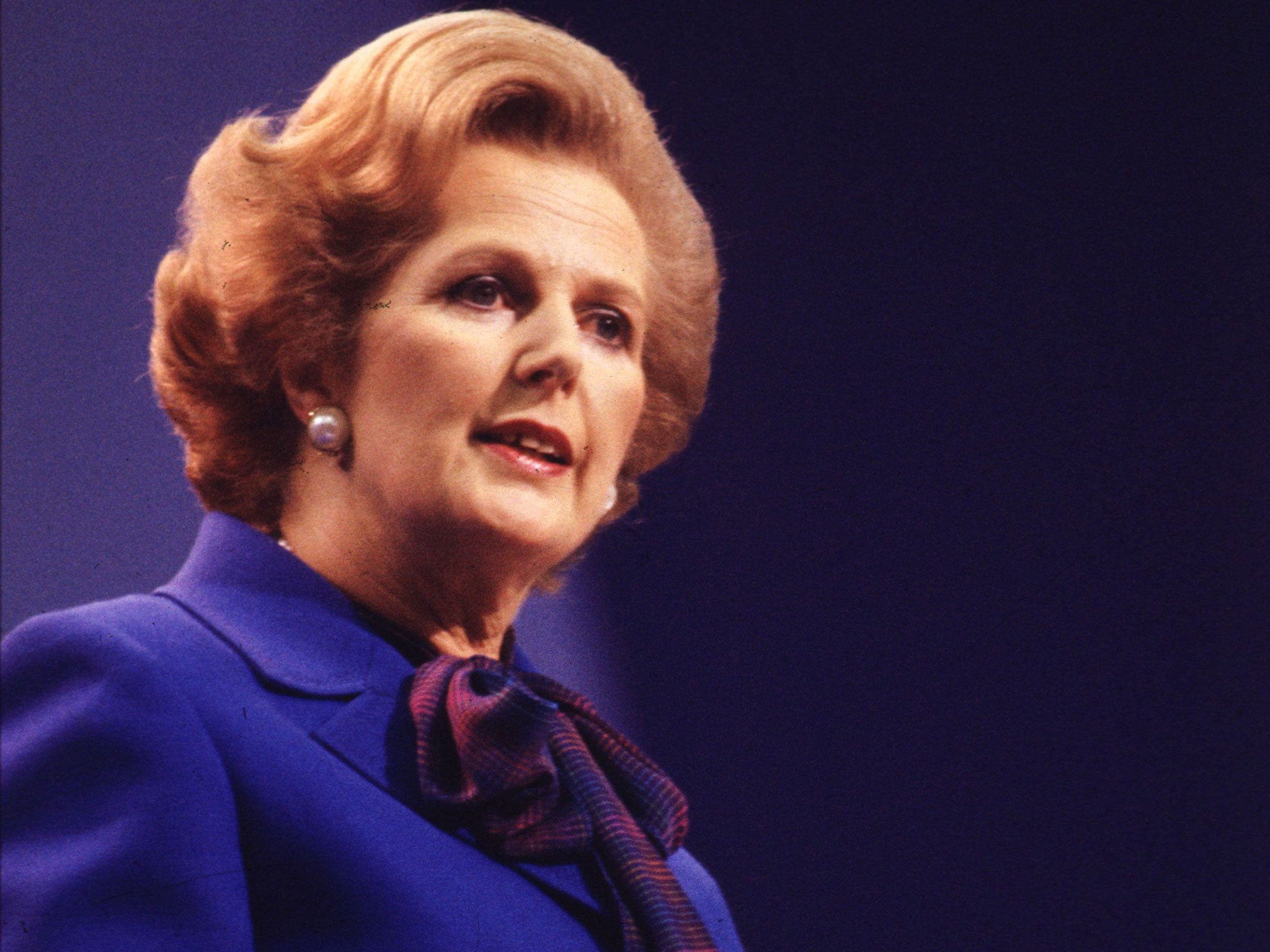 British Conservative politician and first woman to hold the office of Prime Minister of Great Britain Margaret Thatcher at the Tory Party Conference in Brighton, East Sussex. 