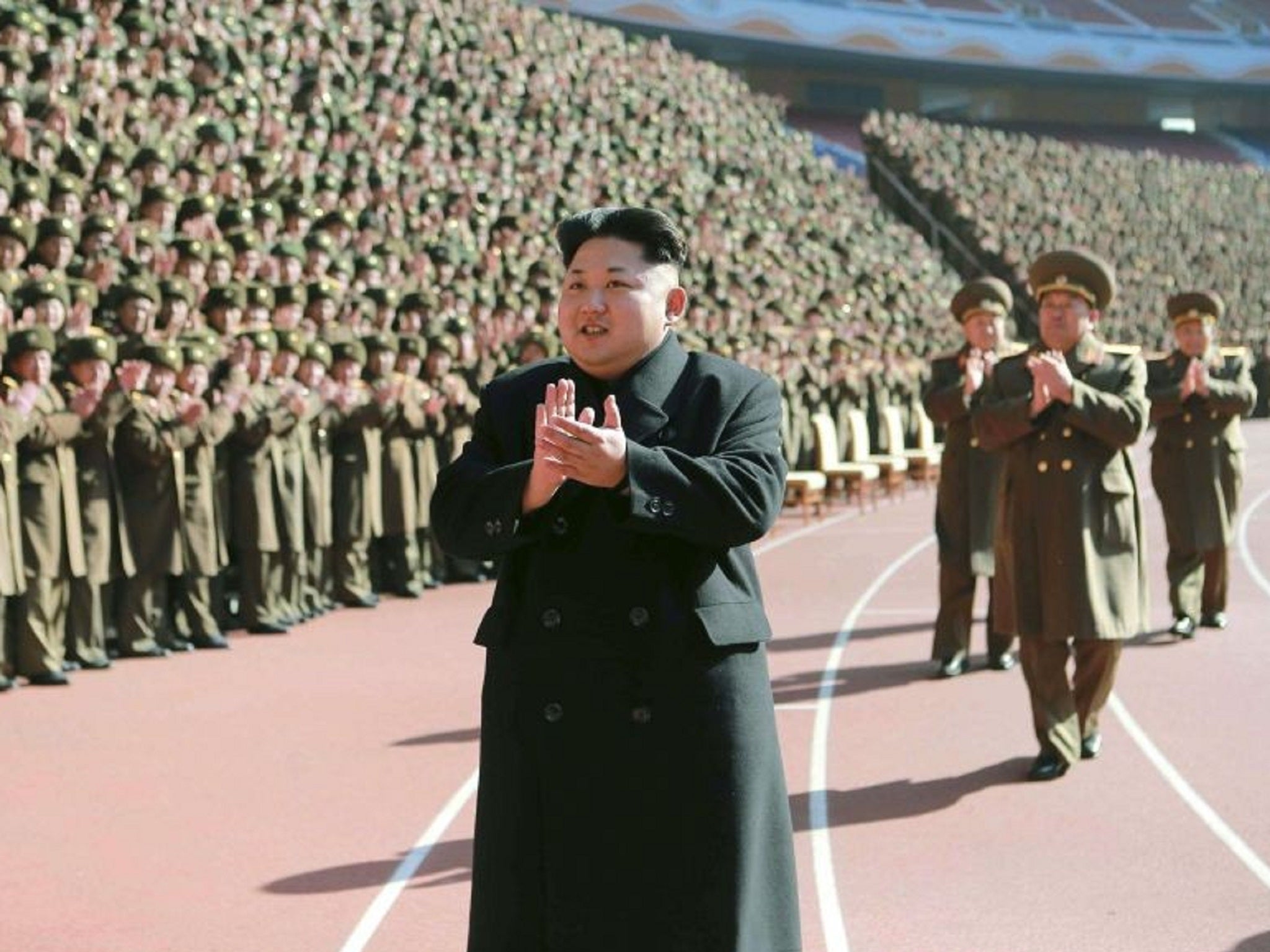 Kim Jong-un with North Korean soldiers
