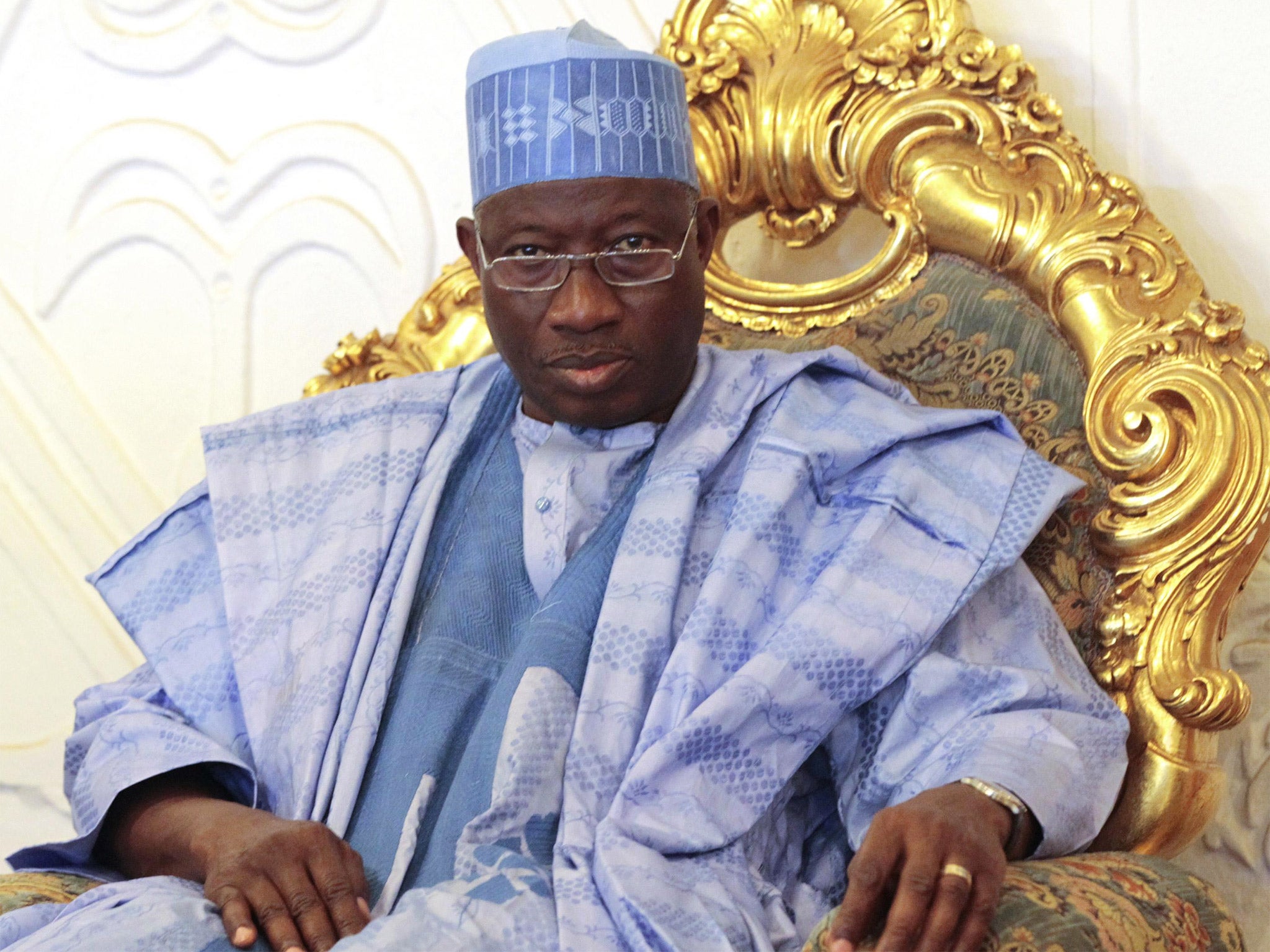 President Goodluck Jonathan during a visit to the north-eastern town of Gombe on Monday as part of his election campaign