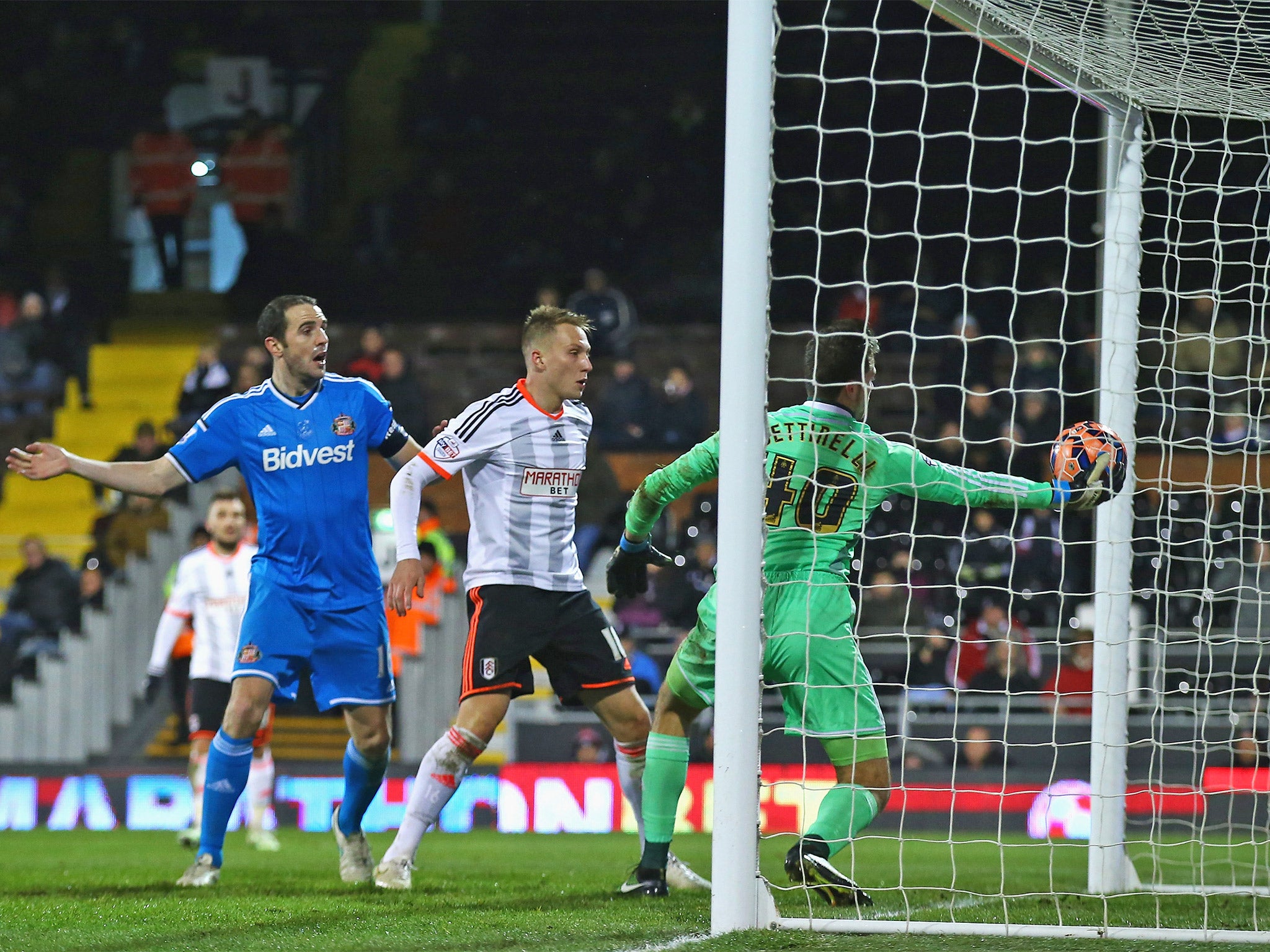 Fulham keeper Marcus Bettinelli fumbles the ball into his own net (Getty)