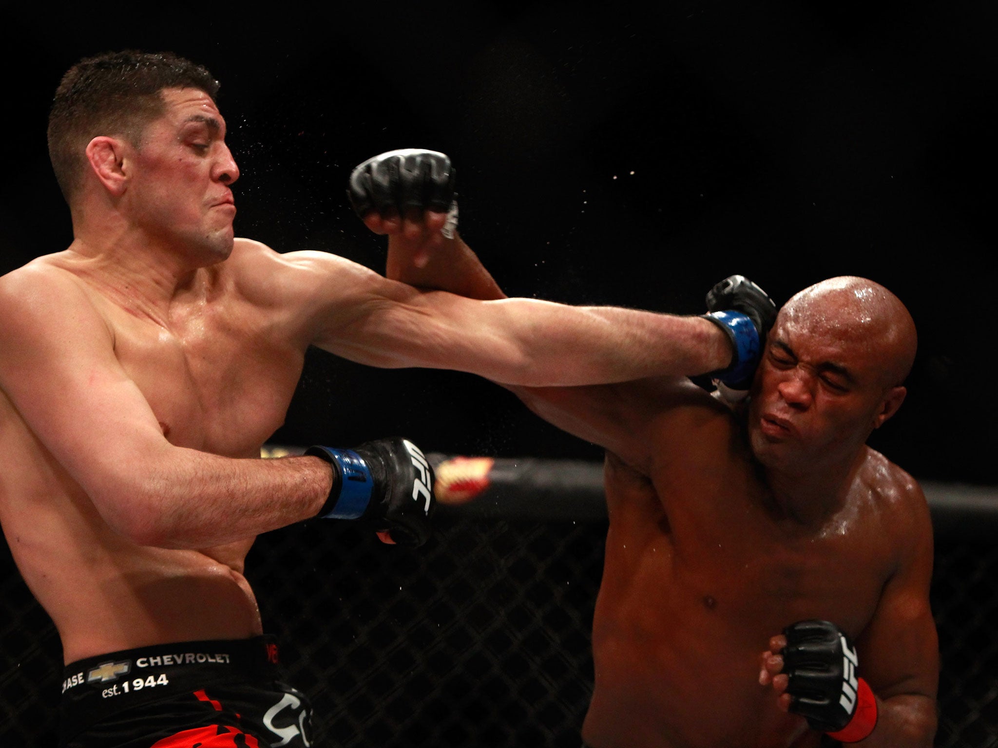 Anderson Silva and Nick Diaz trade blows during their fight at UFC 183 last weekend