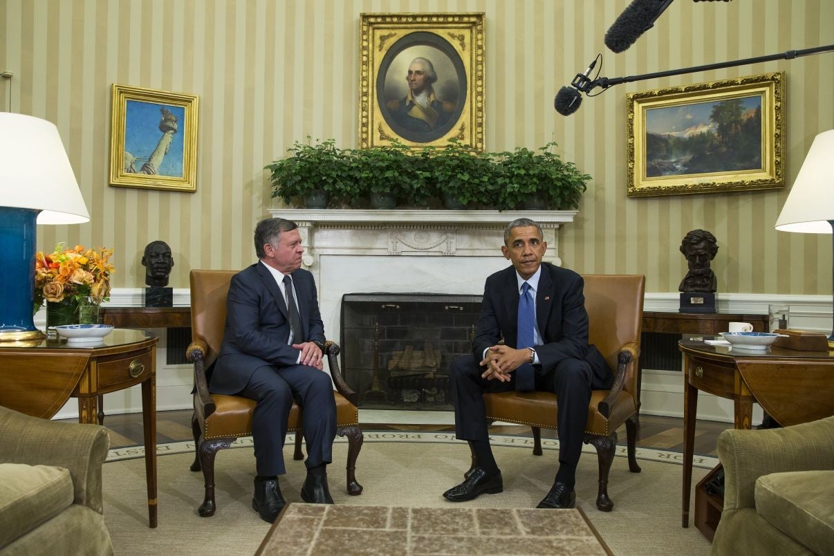 Barack Obama meets with King Abdullah II after the execution