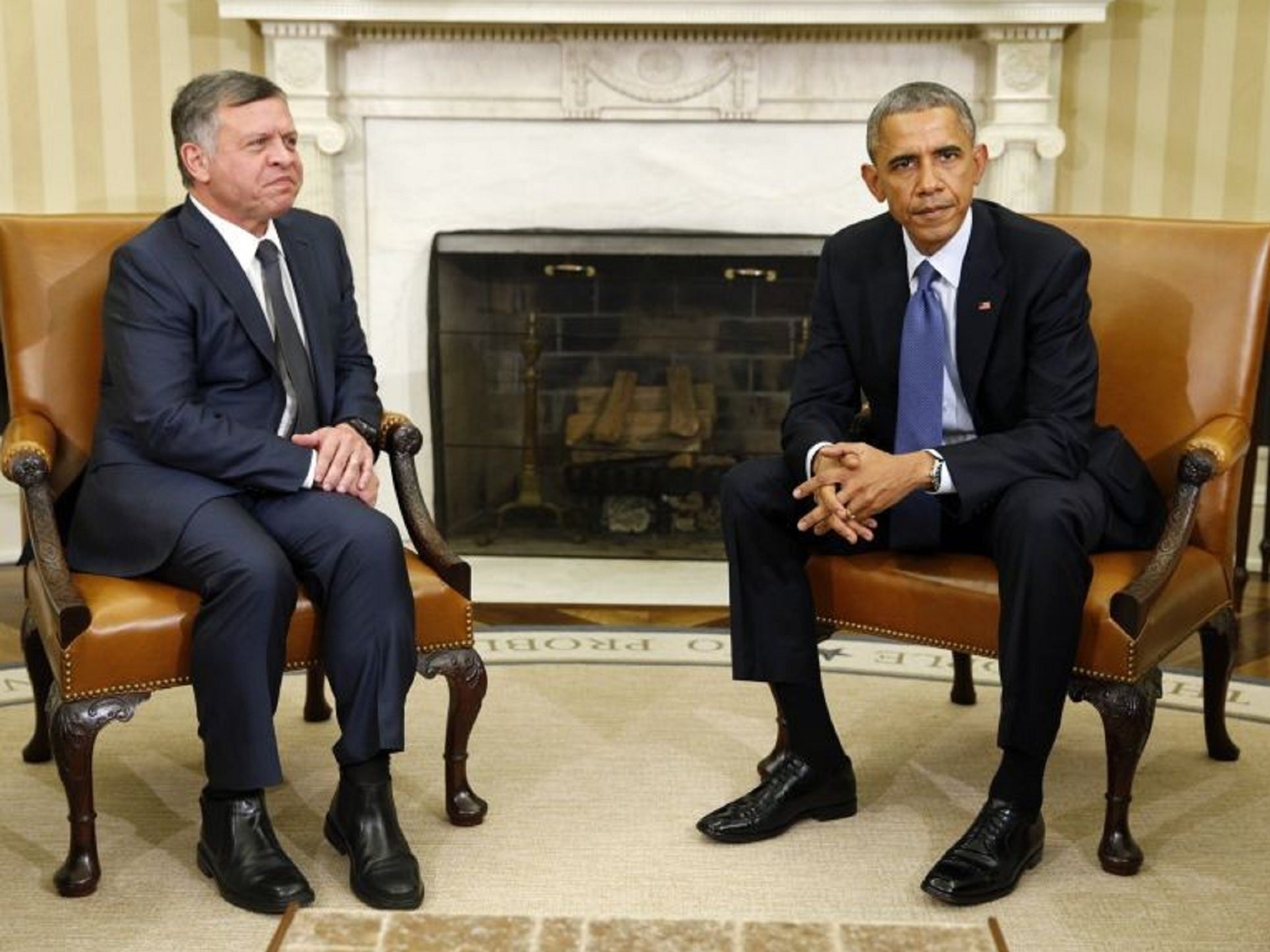 King Abdullah of Jordan meets US president Barack Obama at the White House yesterday