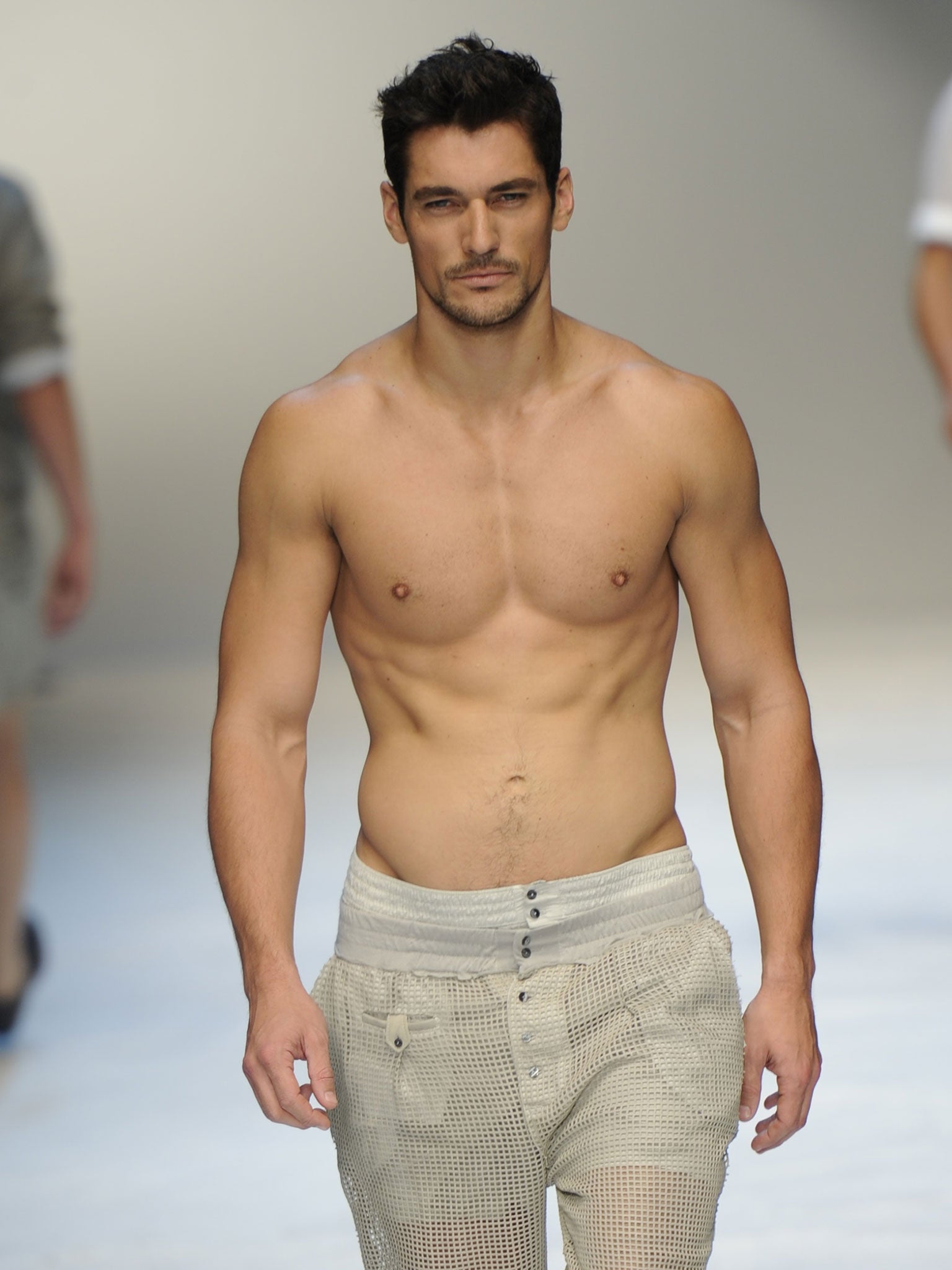 David Gandy displays a creation as part of Dolce & Gabbana Spring-Summer 2012 Menswear collection